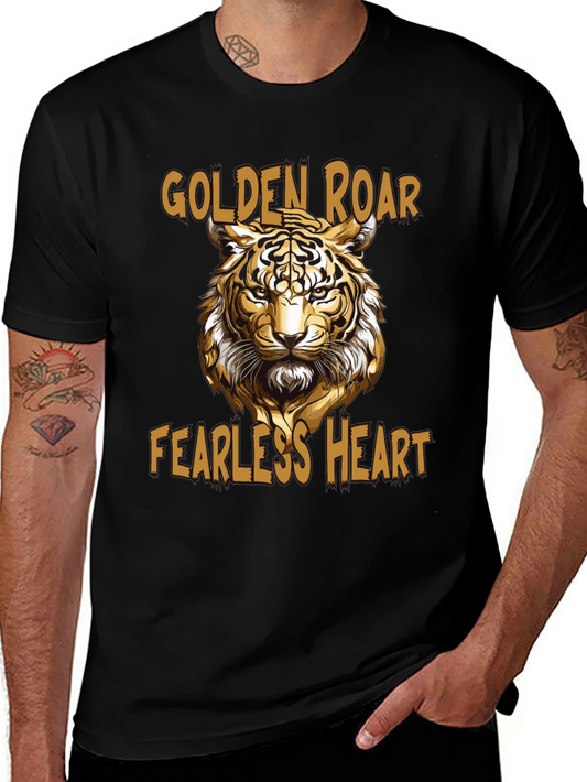Golden Roar Tiger Graphic Tee - Fearless Heart