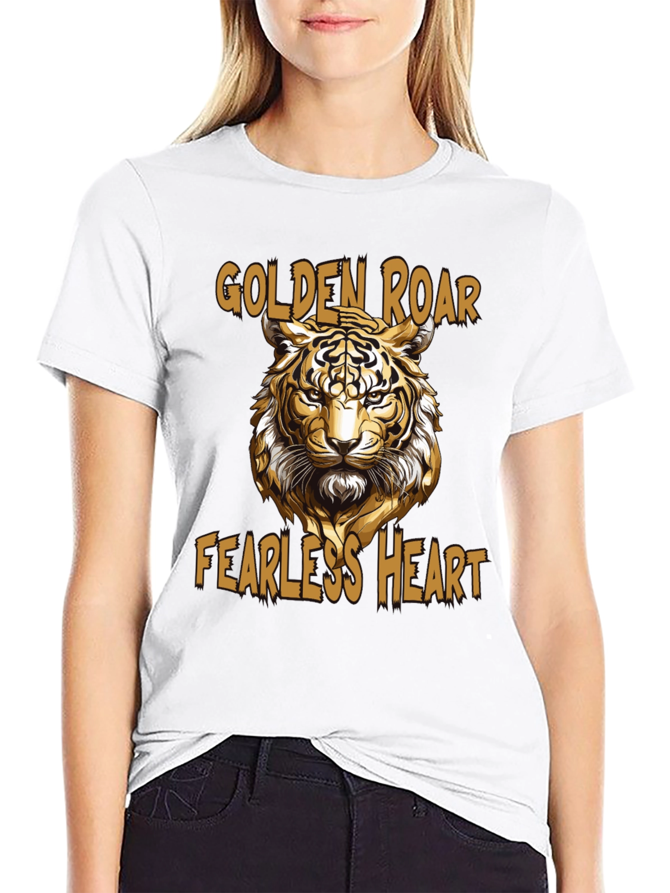 Golden Roar Tiger Graphic Tee - Fearless Heart