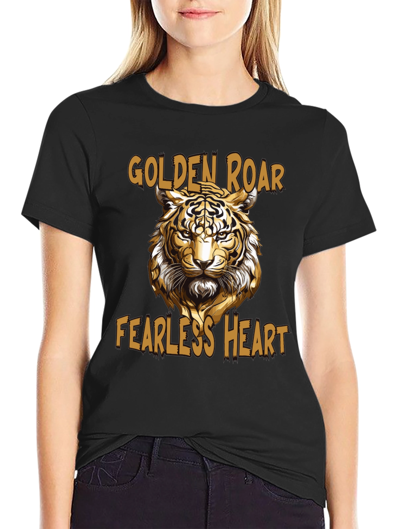 Golden Roar Tiger Graphic Tee - Fearless Heart