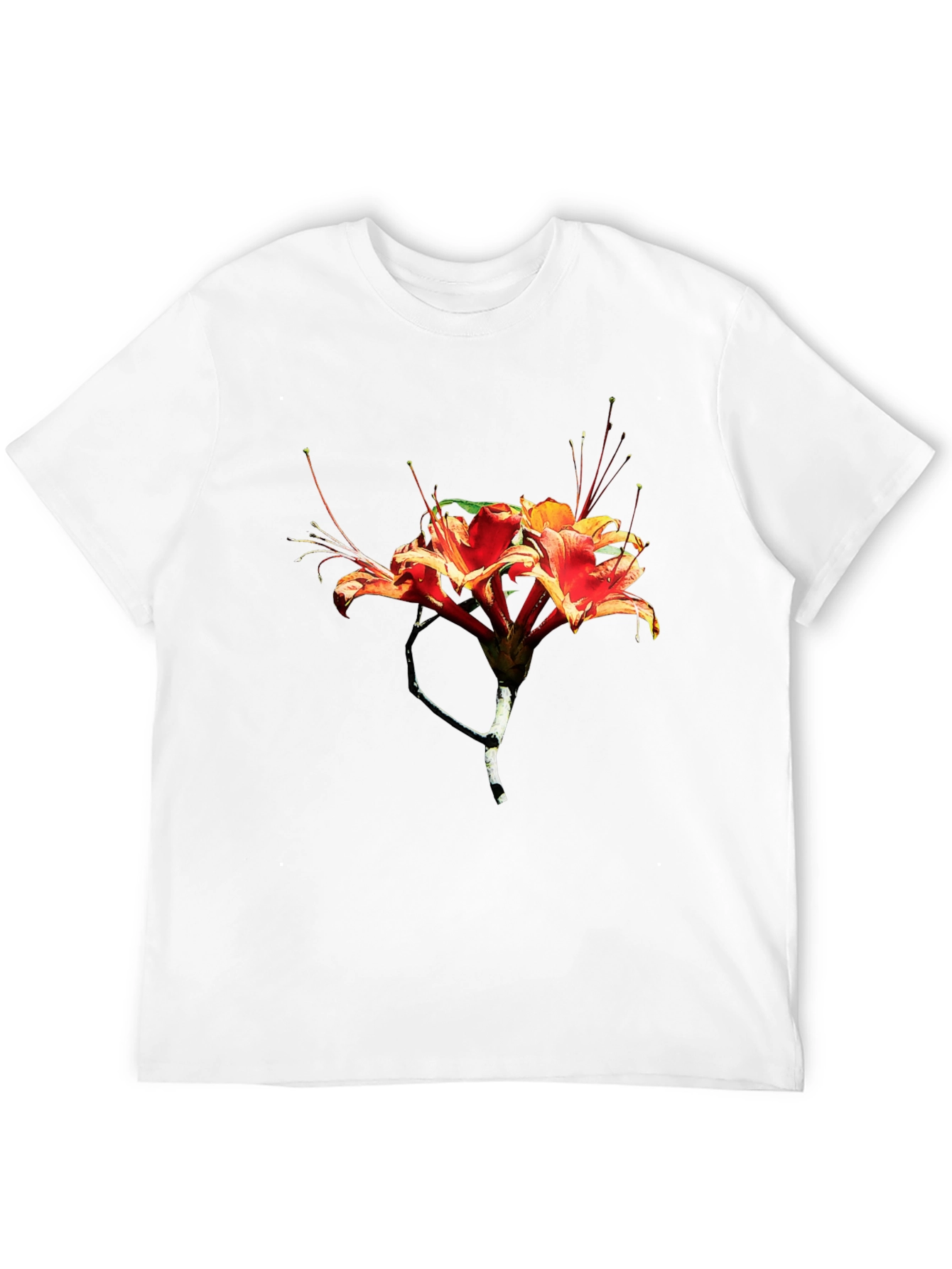 Floral Print Mens Black T-Shirt