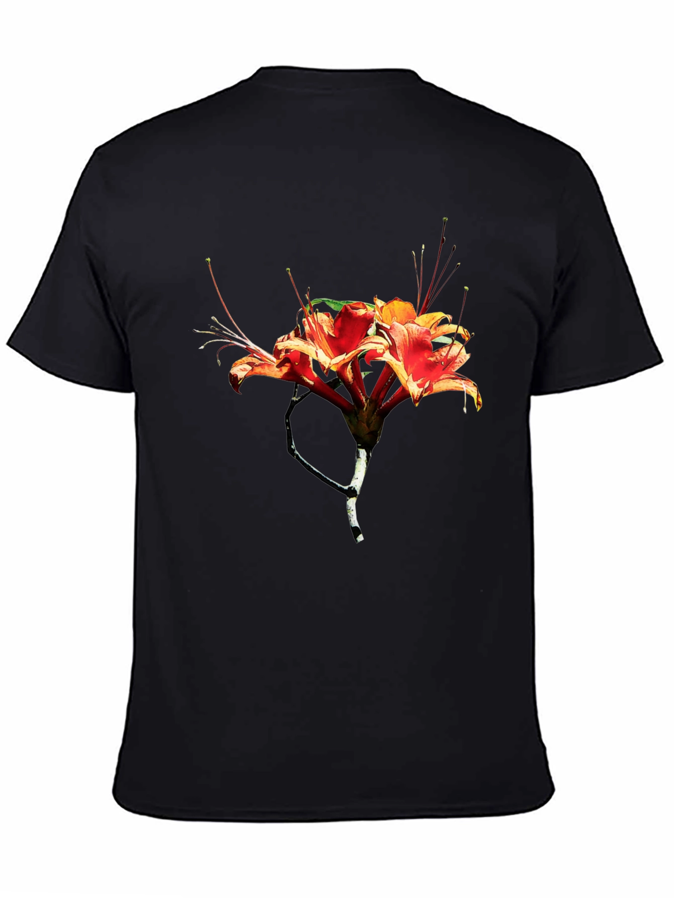 Floral Print Mens Black T-Shirt