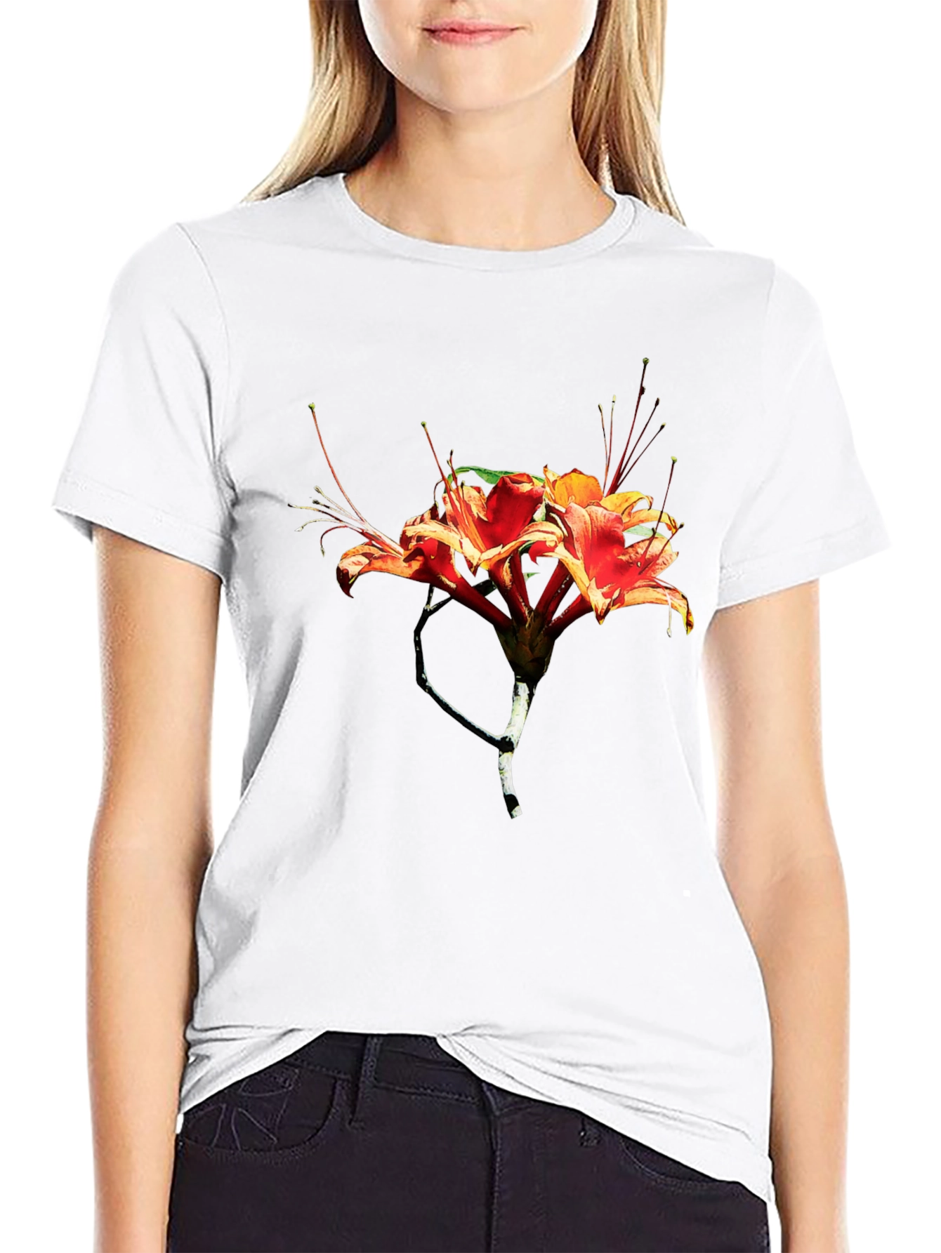 Floral Print Mens Black T-Shirt