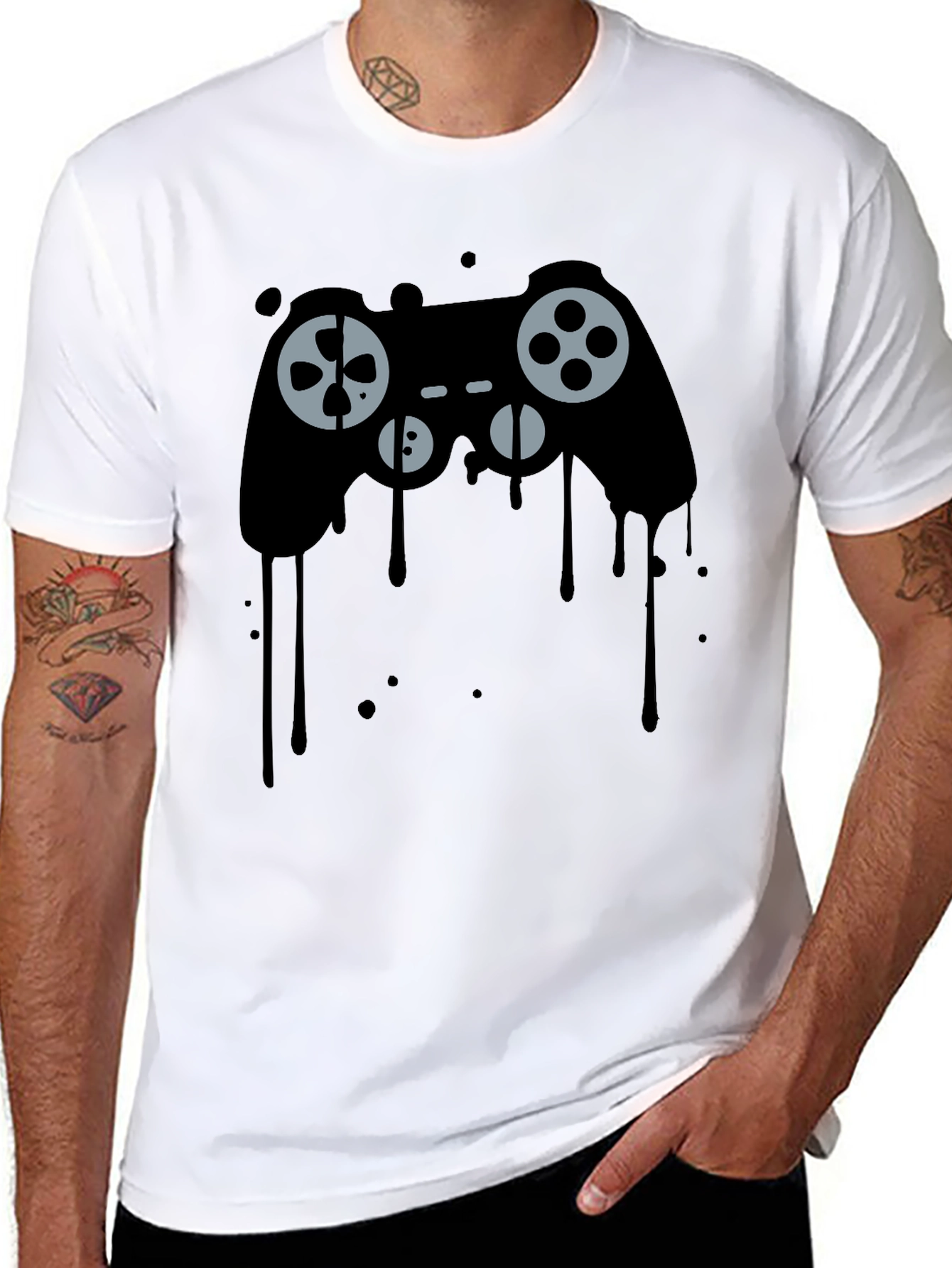 Dripping Game Controller Graphic Tee - Gamer Style