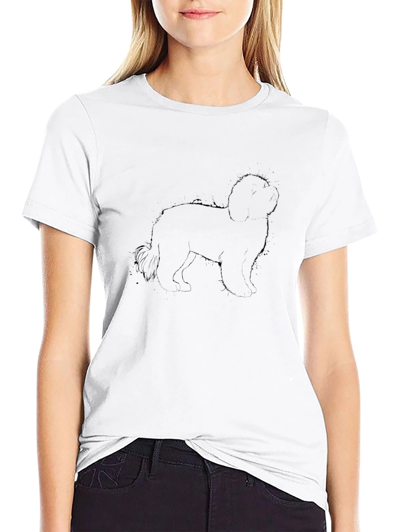 Black Dog Graphic T-Shirt Casual Wear