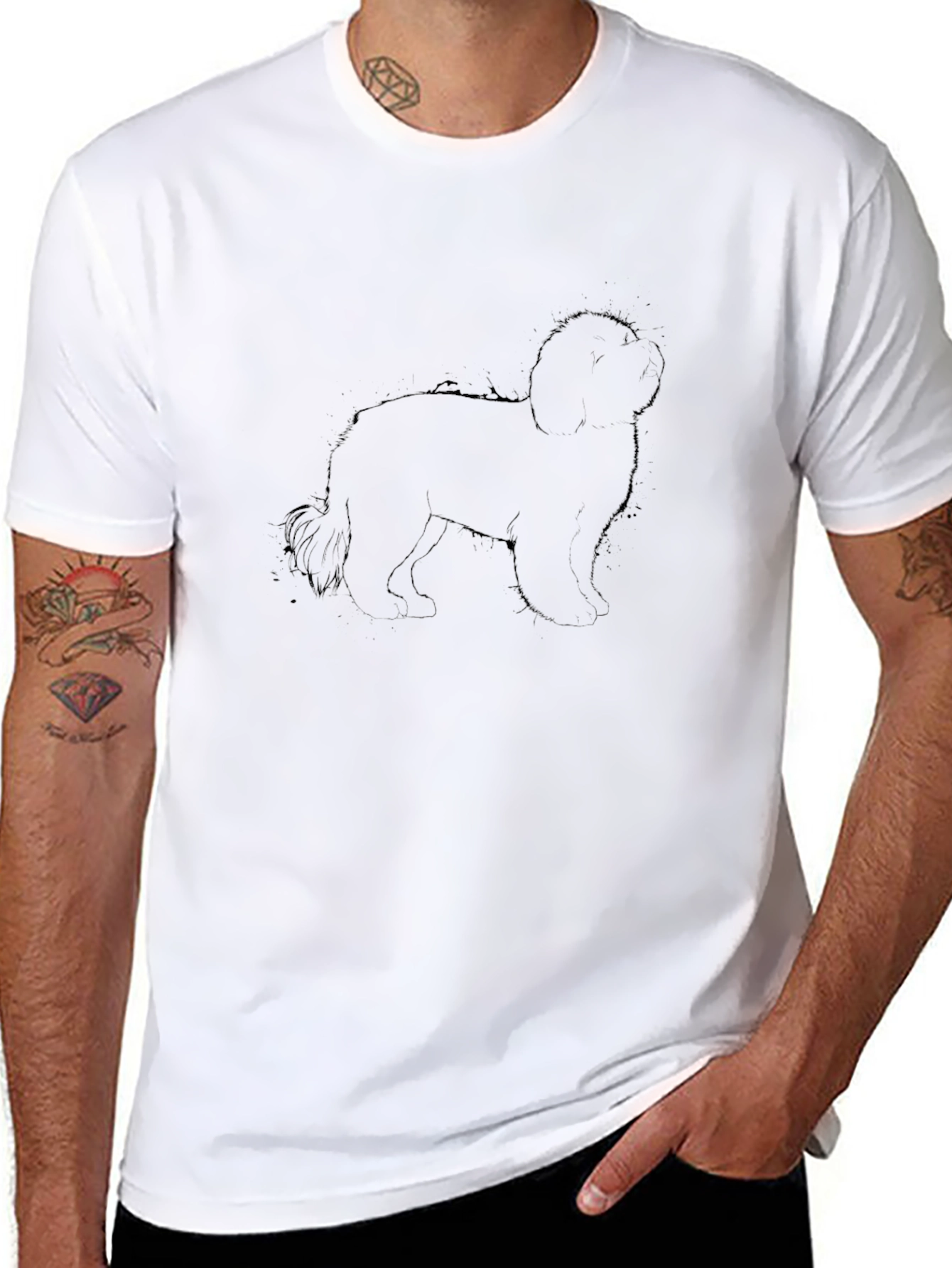 Black Dog Graphic T-Shirt Casual Wear
