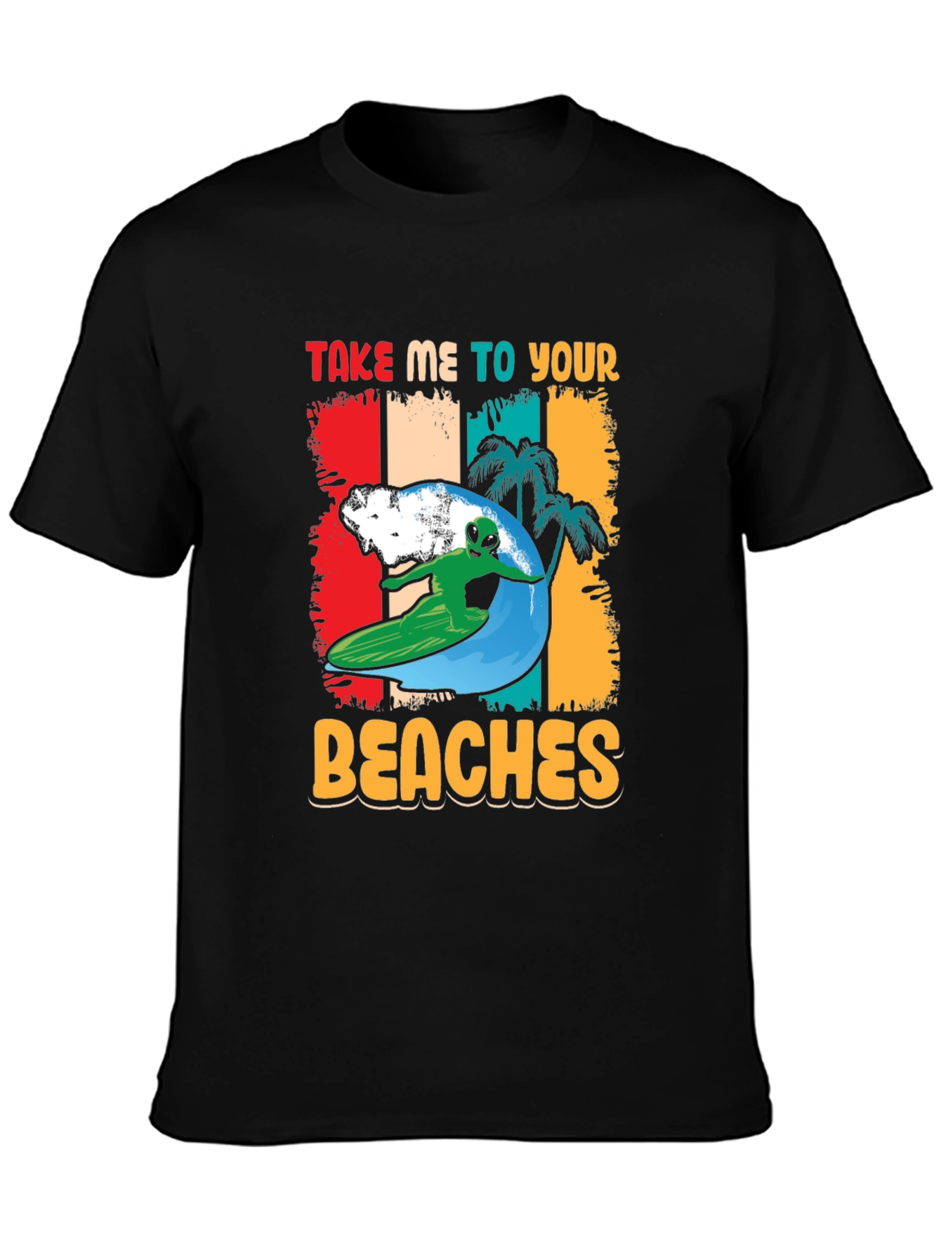 Alien Surfing T-Shirt - Take Me To Your Beaches!