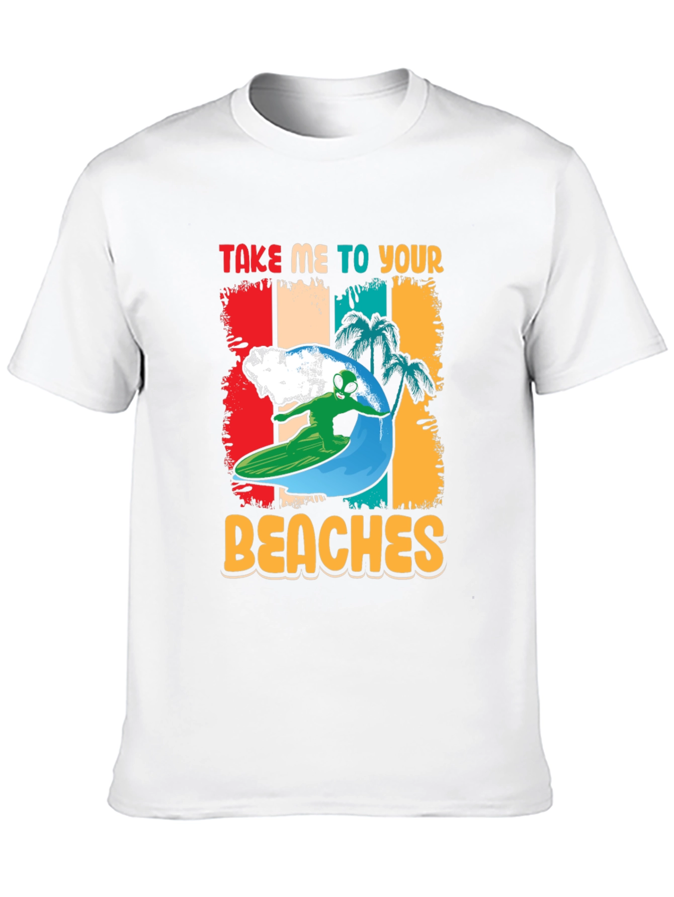 Alien Surfing T-Shirt - Take Me To Your Beaches!