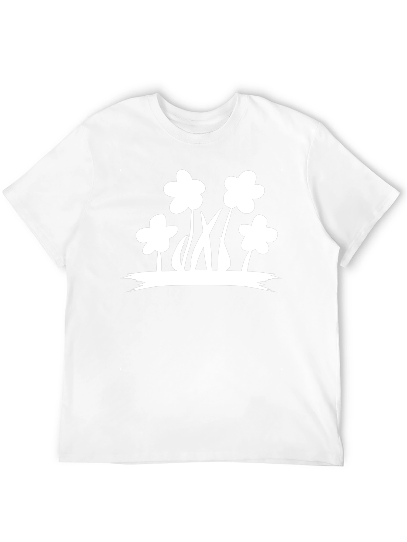 Black T-Shirt with White Flower Graphic