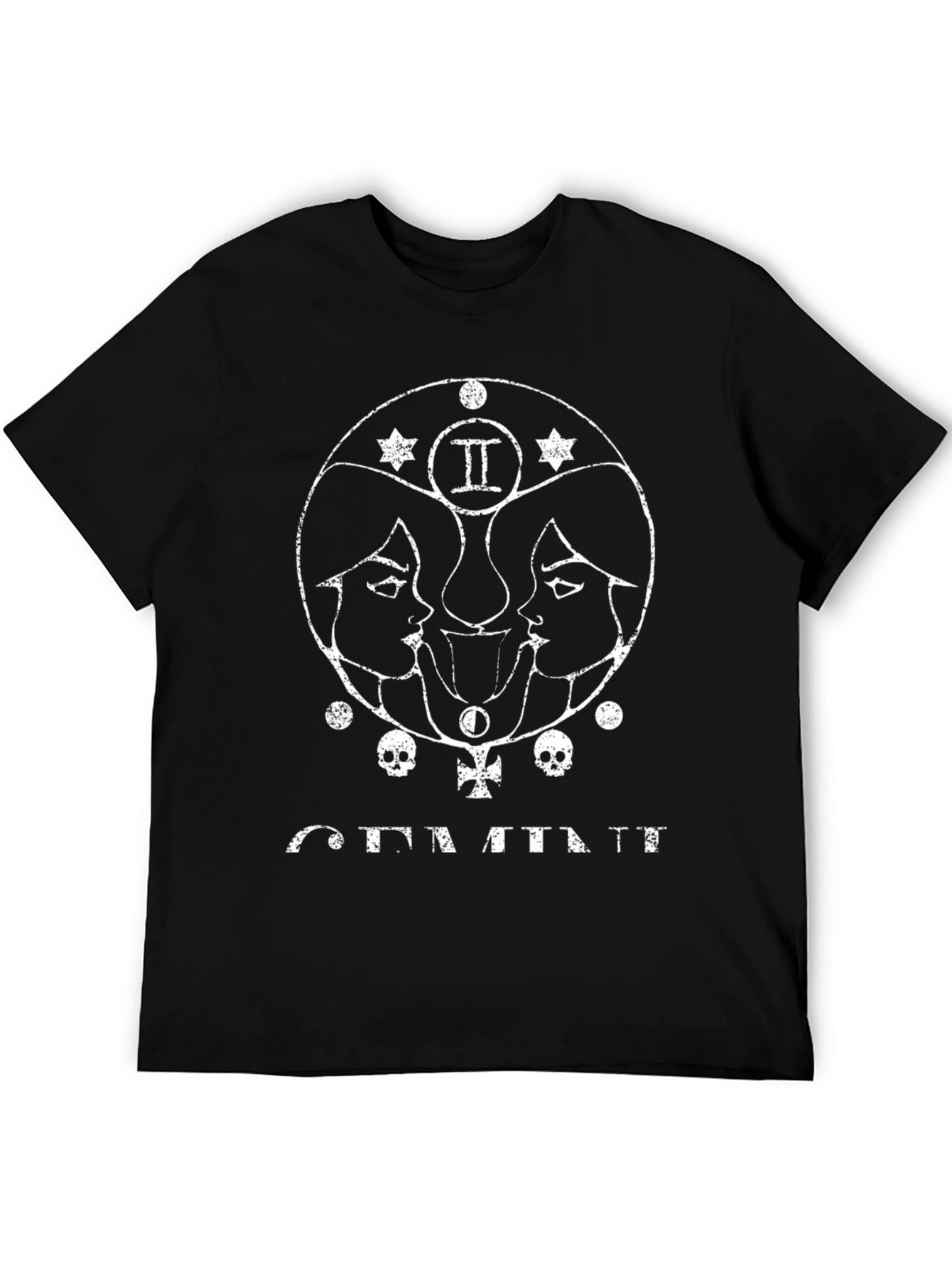 Gemini Zodiac Graphic Tee - Black T-Shirt