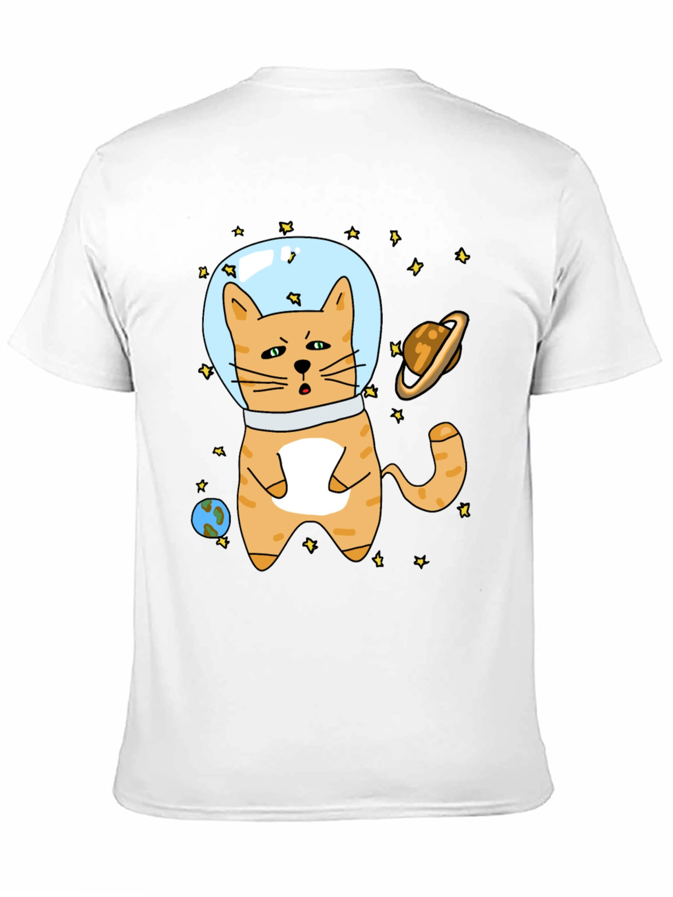 Space Cat T-Shirt - Astronaut Kitty in Outer Space