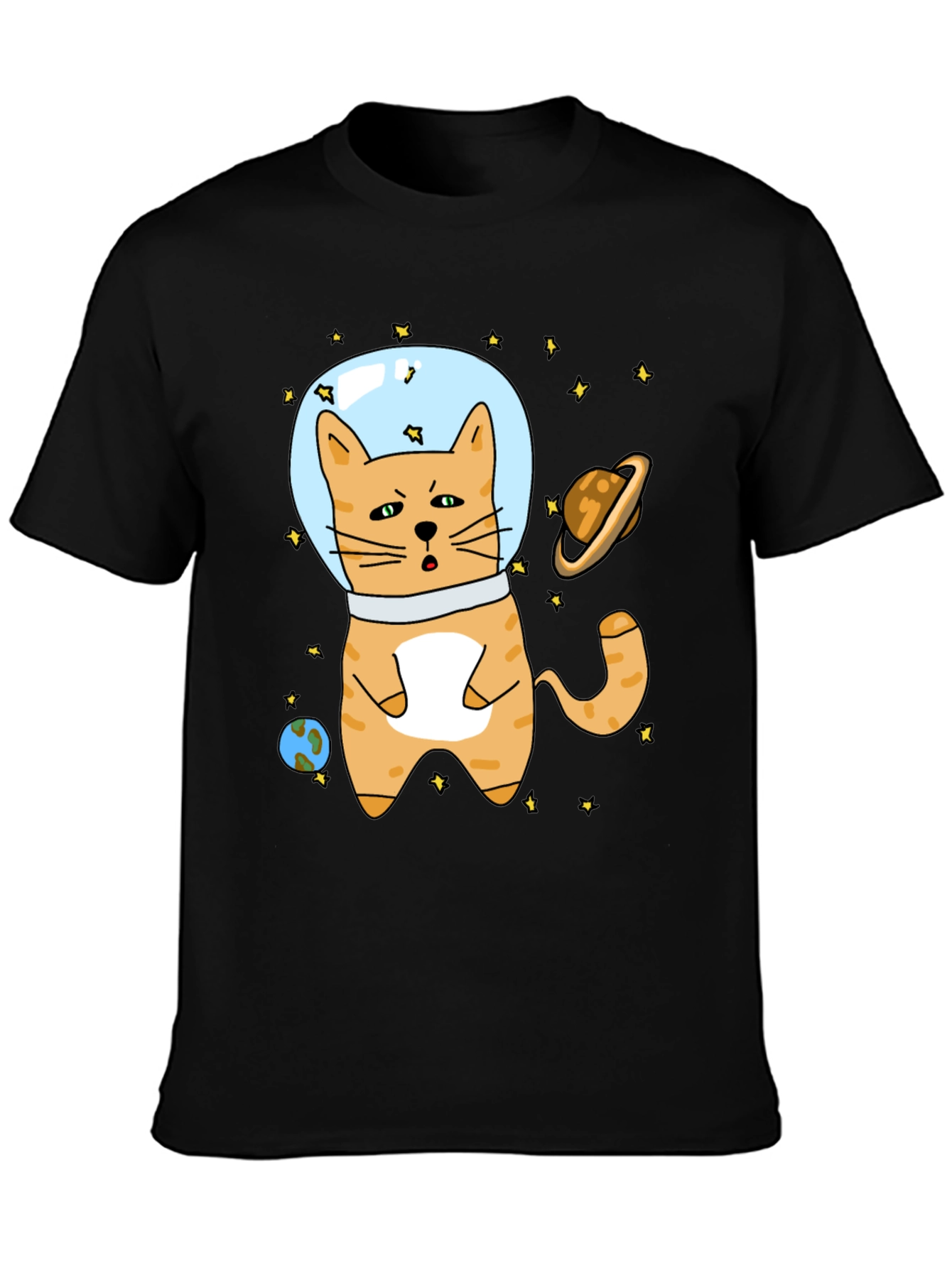 Space Cat T-Shirt - Astronaut Kitty in Outer Space