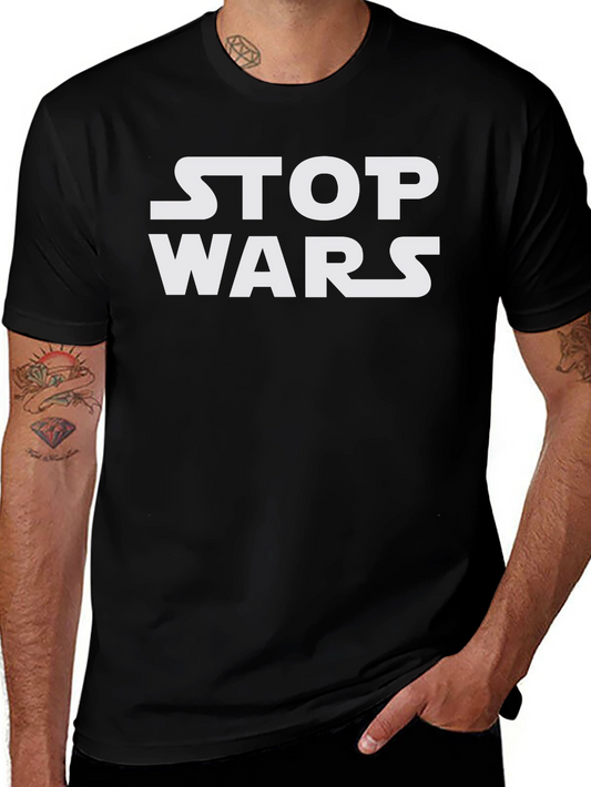 Stop Wars Graphic Tee - Black Cotton T-Shirt