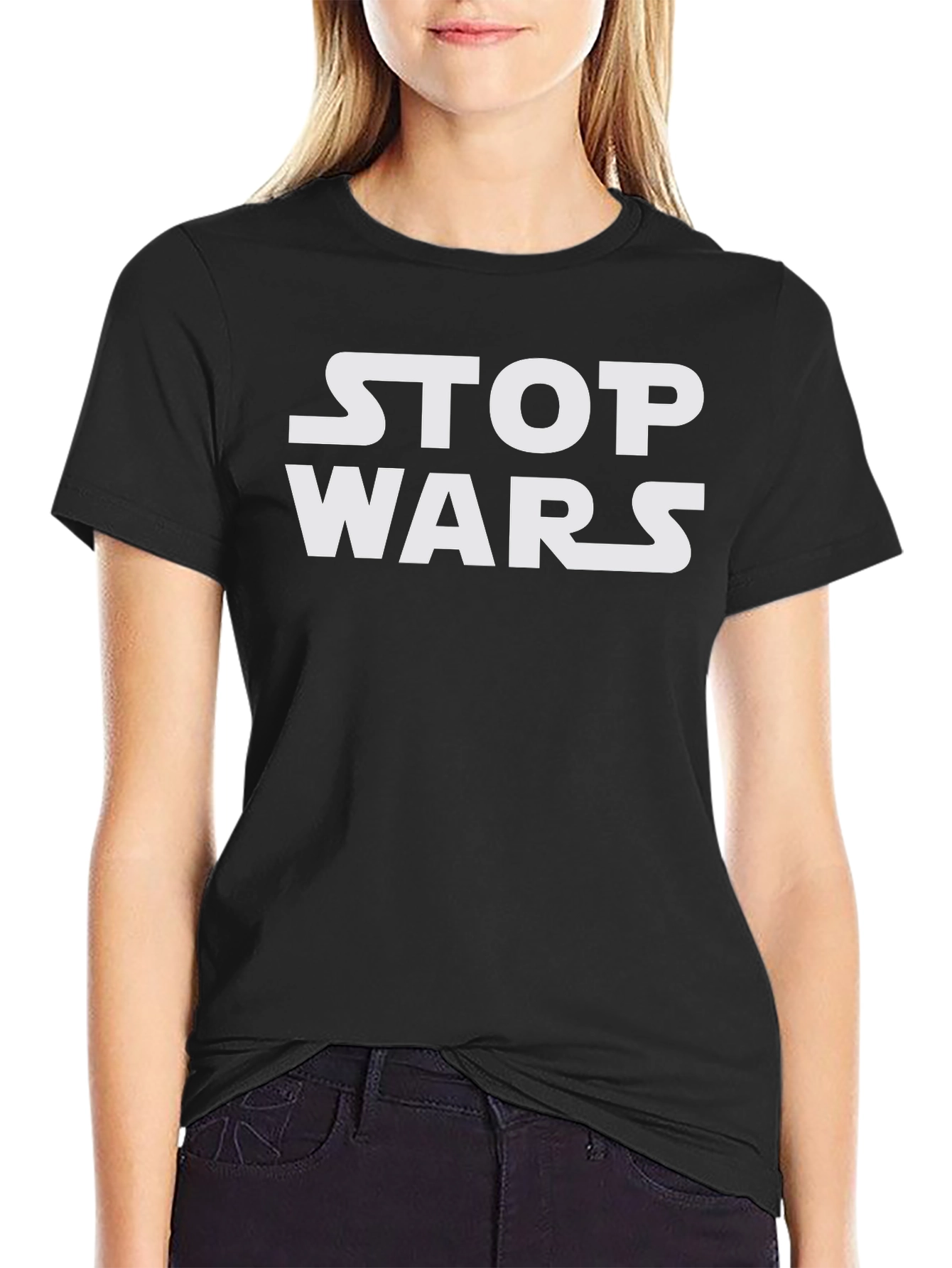 Stop Wars Graphic Tee - Black Cotton T-Shirt