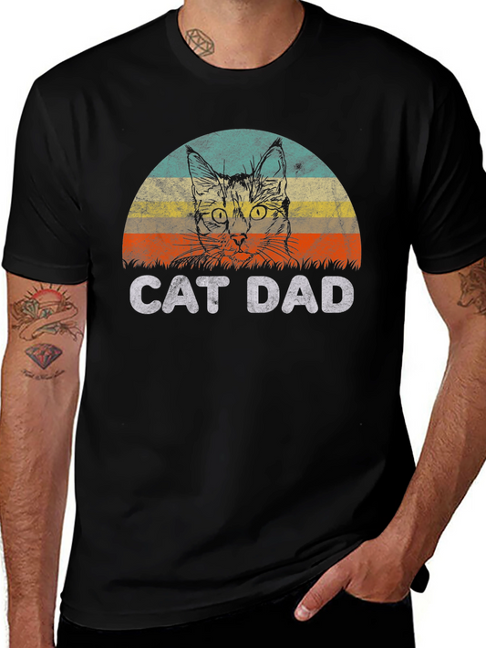 Cat Dad Graphic T-Shirt - Vintage Style