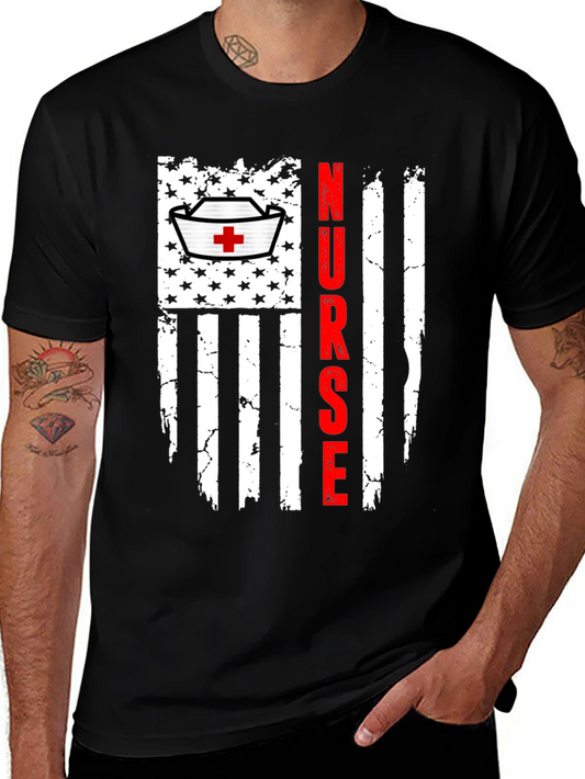 Nurse American Flag Graphic T-Shirt