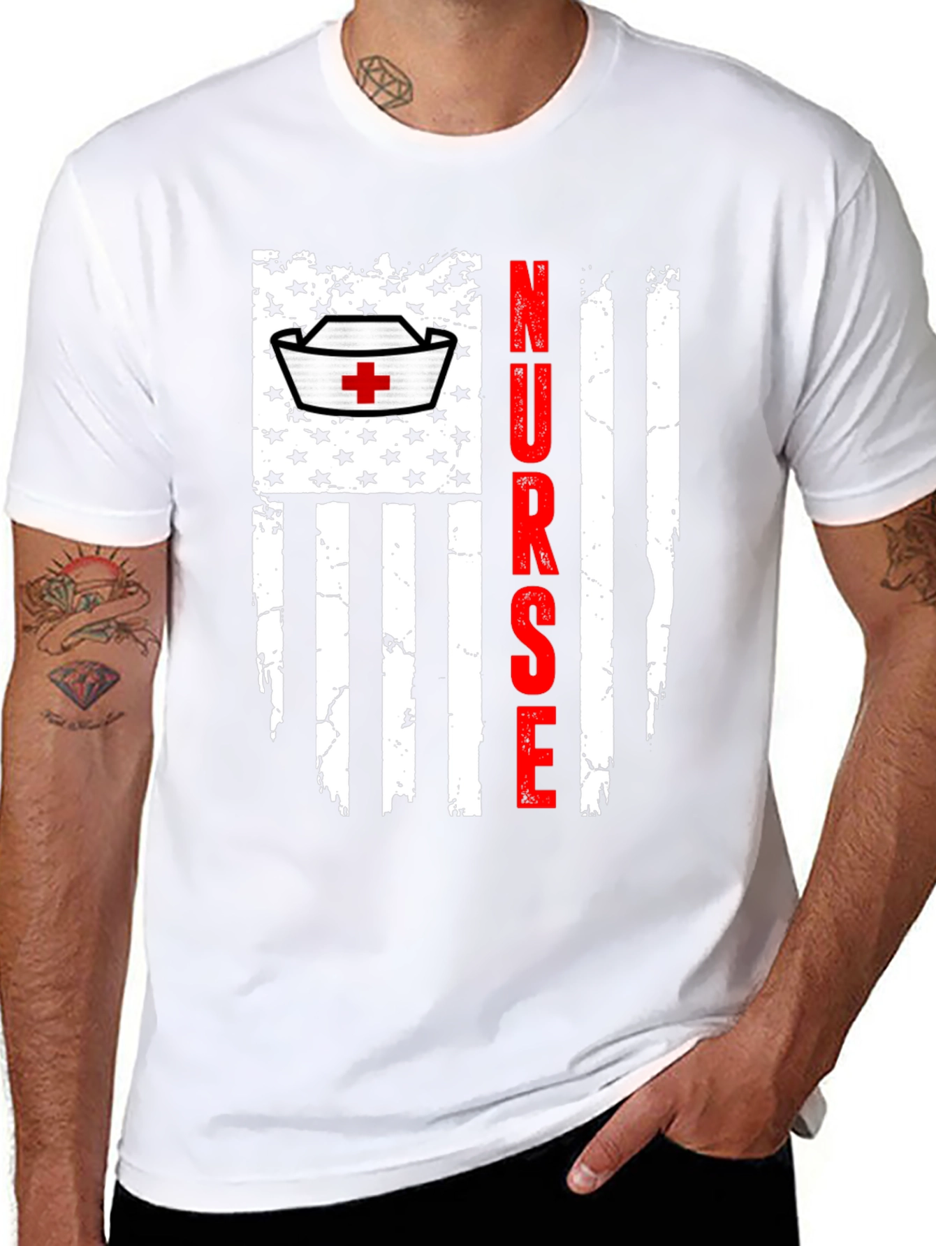 Nurse American Flag Graphic T-Shirt