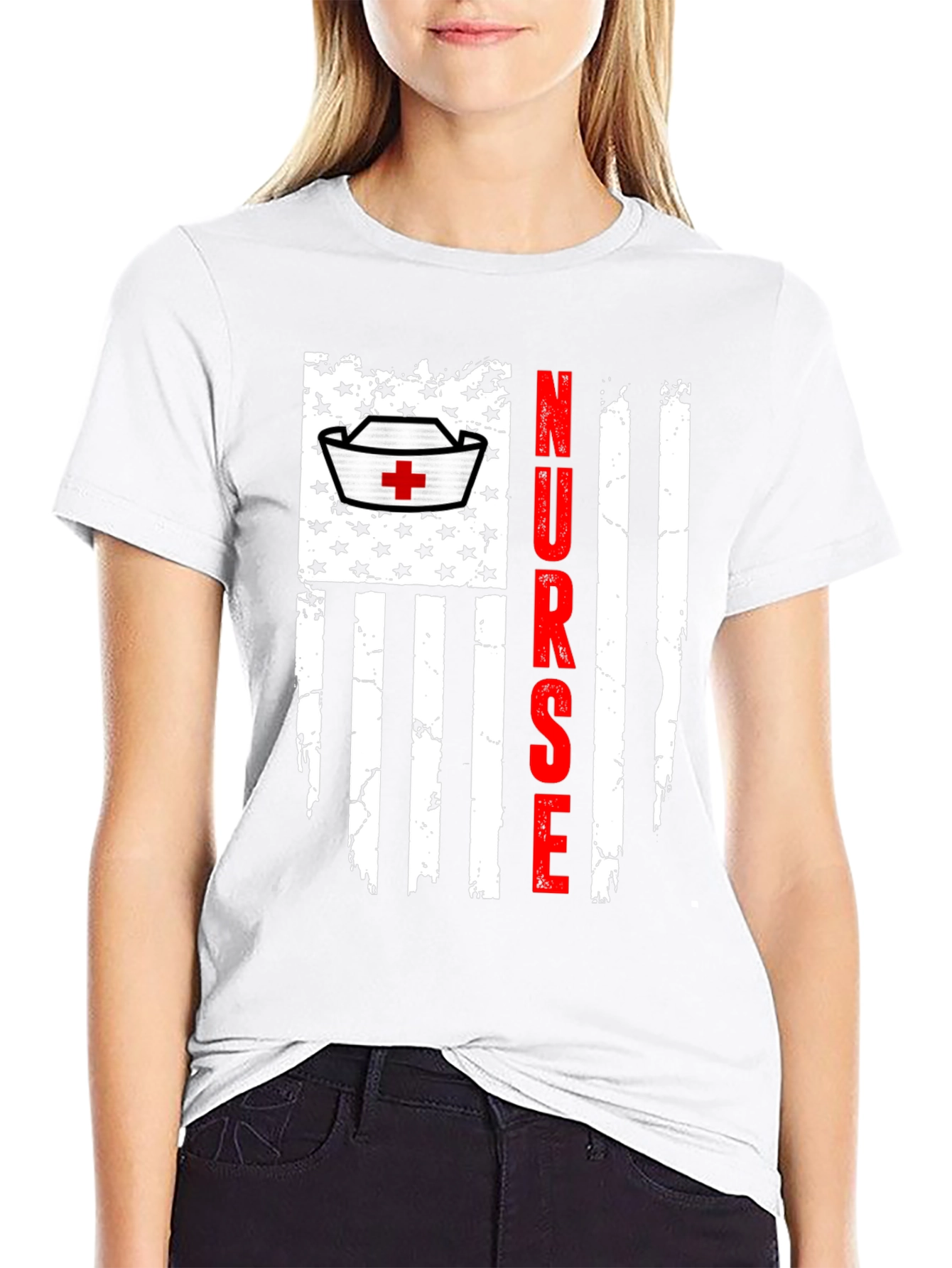 Nurse American Flag Graphic T-Shirt