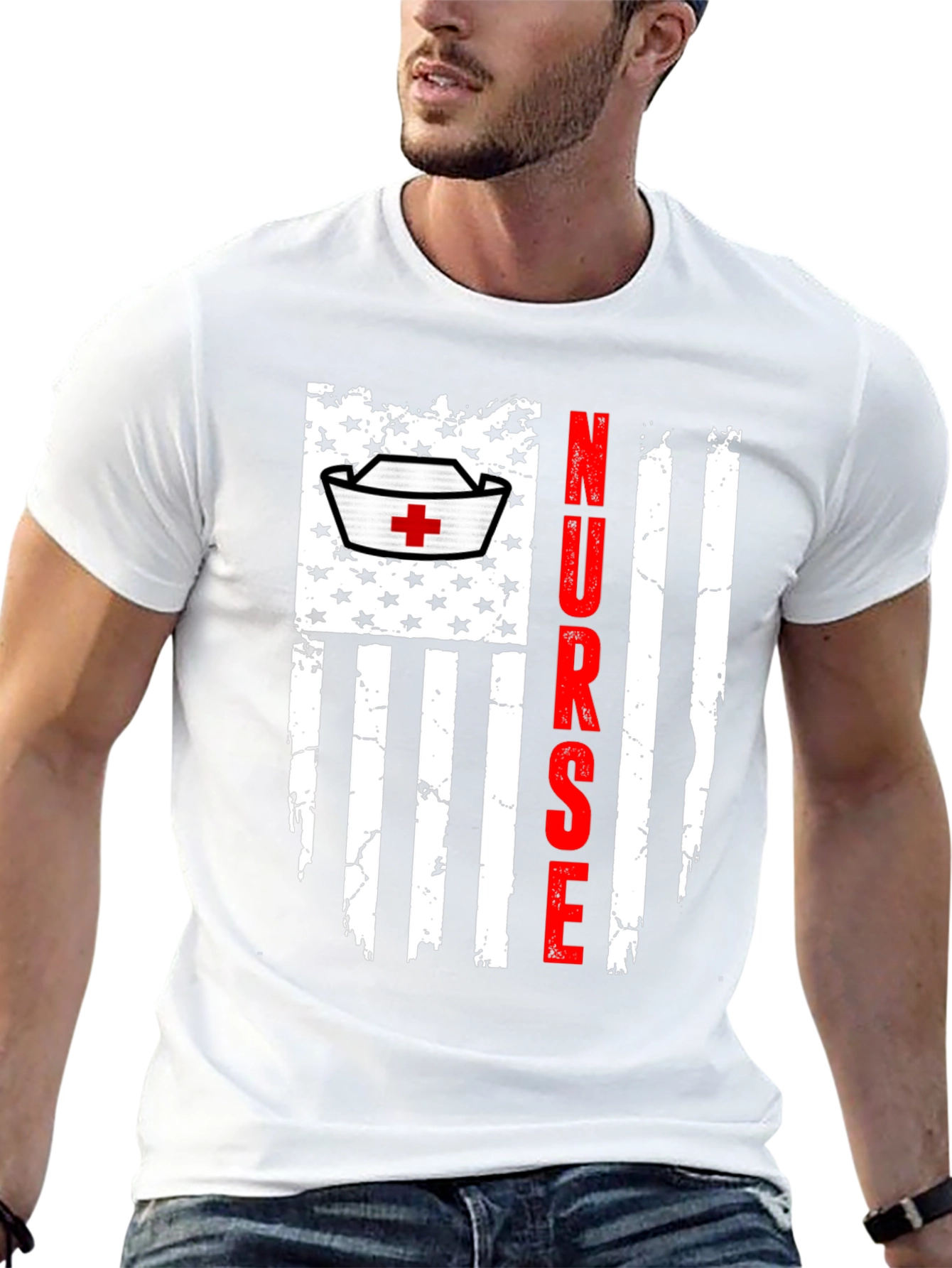 Nurse American Flag Graphic T-Shirt