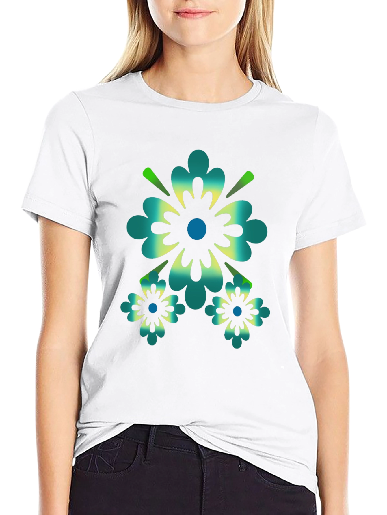 Floral Graphic Print Black T-Shirt