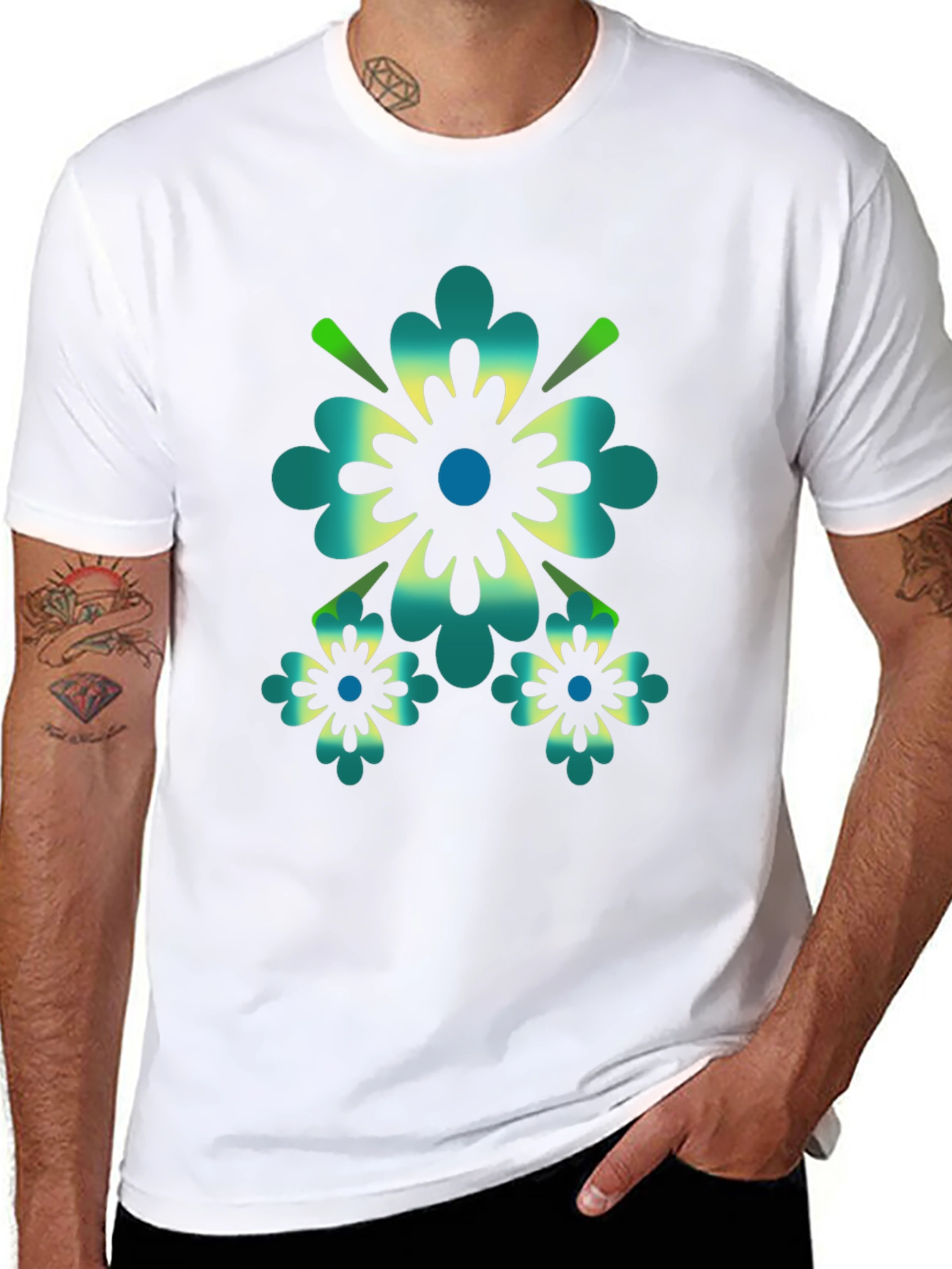 Floral Graphic Print Black T-Shirt