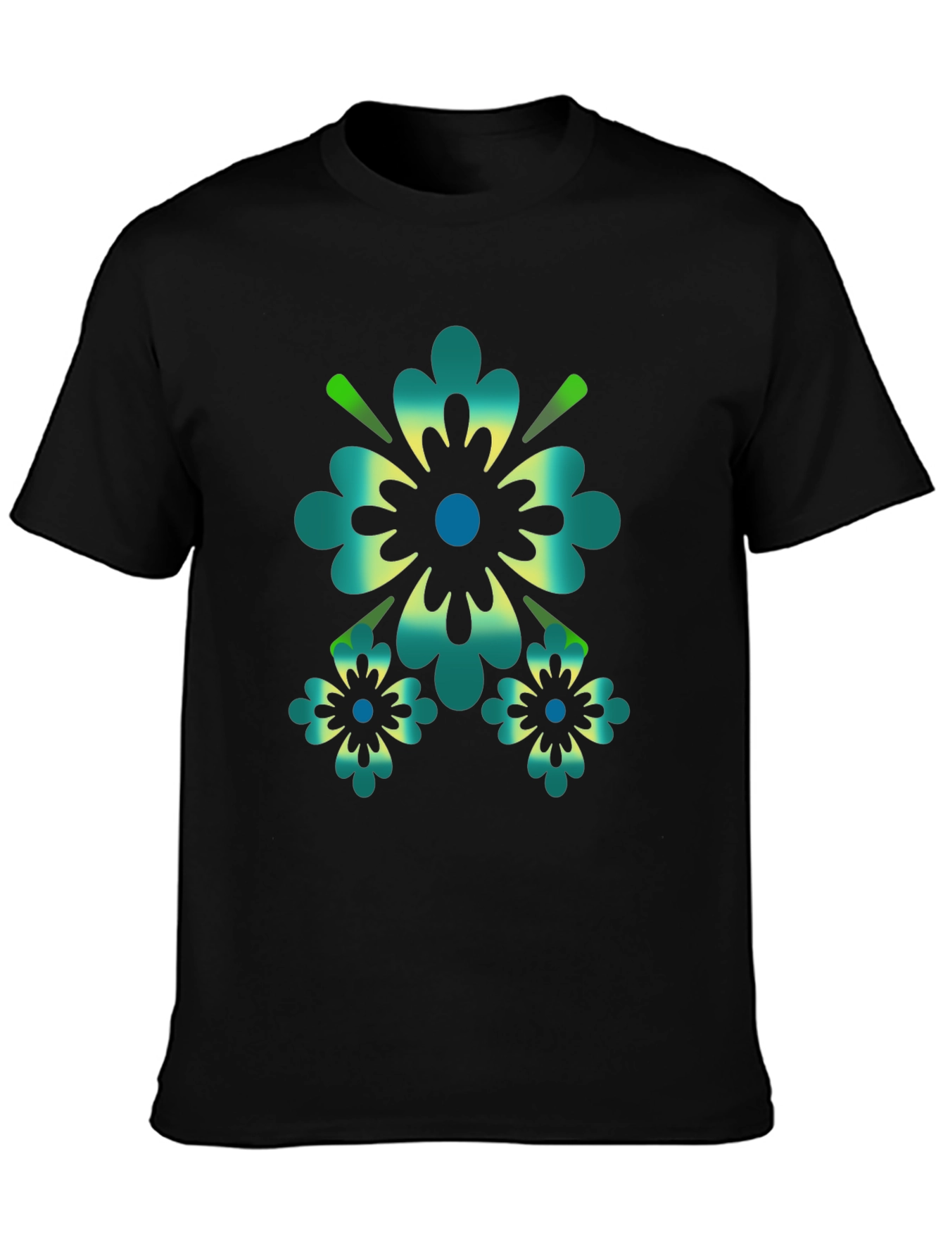 Floral Graphic Print Black T-Shirt
