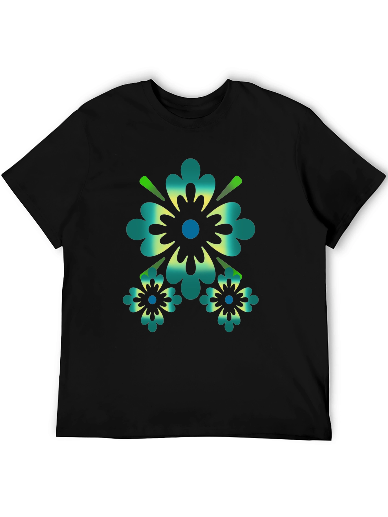 Floral Graphic Print Black T-Shirt