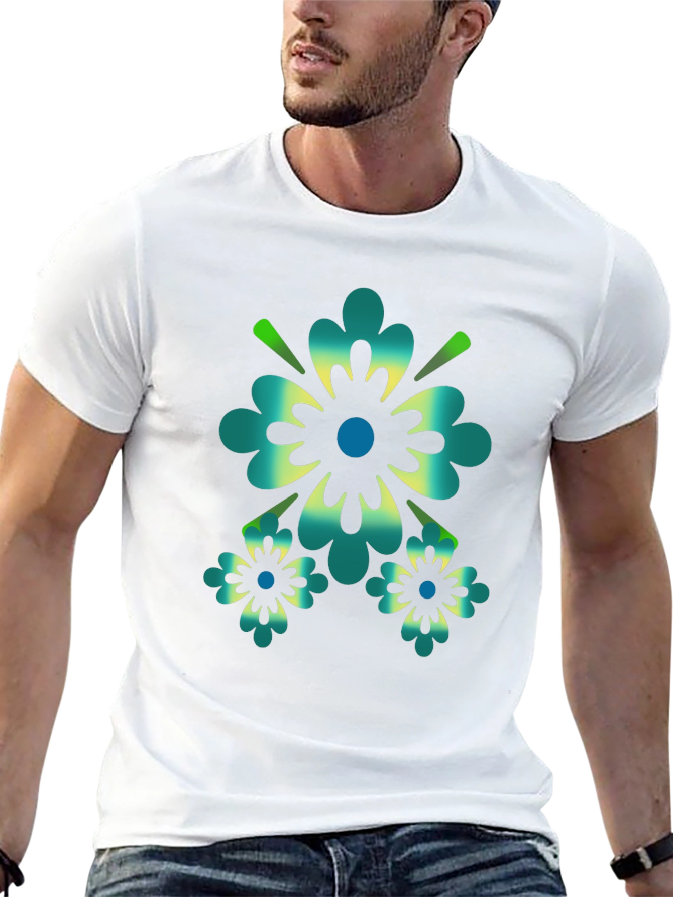 Floral Graphic Print Black T-Shirt
