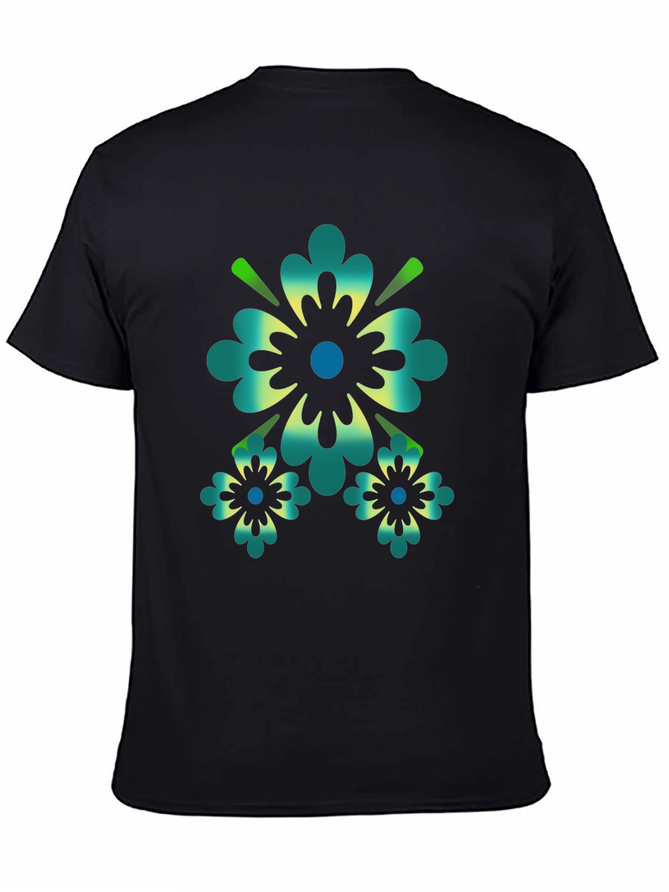 Floral Graphic Print Black T-Shirt