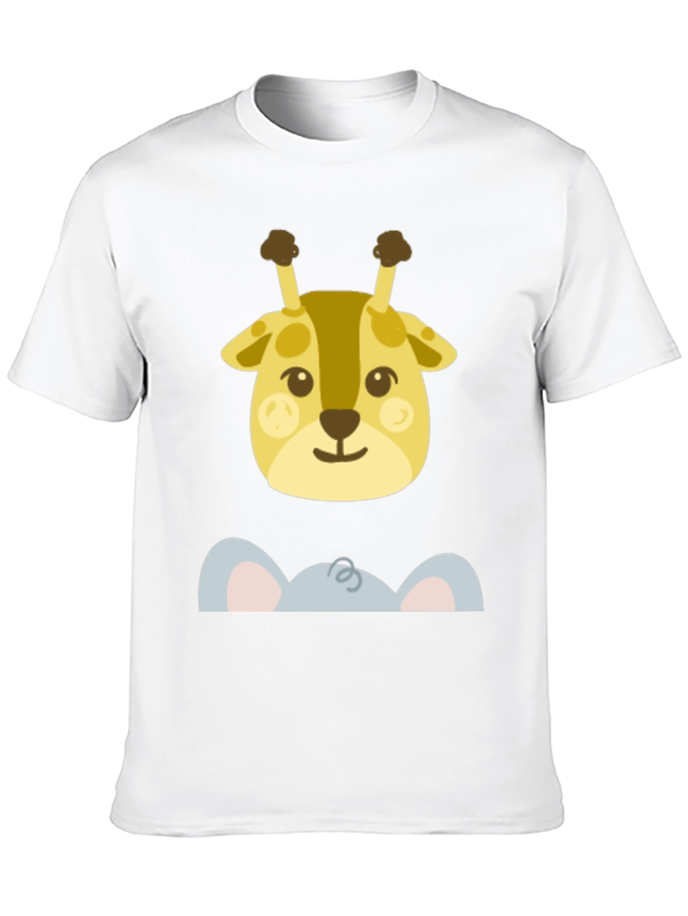 Cute Giraffe & Elephant Peek-A-Boo Graphic T-Shirt
