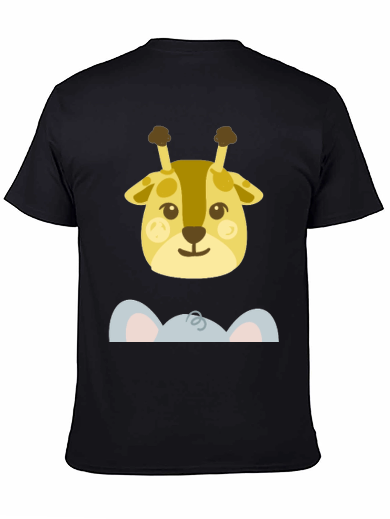 Cute Giraffe & Elephant Peek-A-Boo Graphic T-Shirt