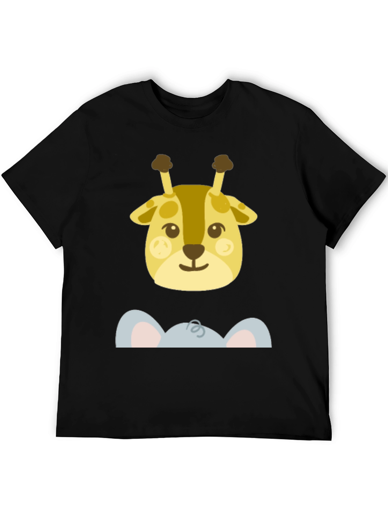 Cute Giraffe & Elephant Peek-A-Boo Graphic T-Shirt