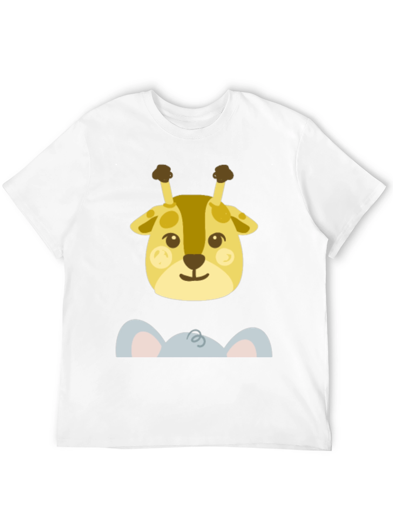 Cute Giraffe & Elephant Peek-A-Boo Graphic T-Shirt