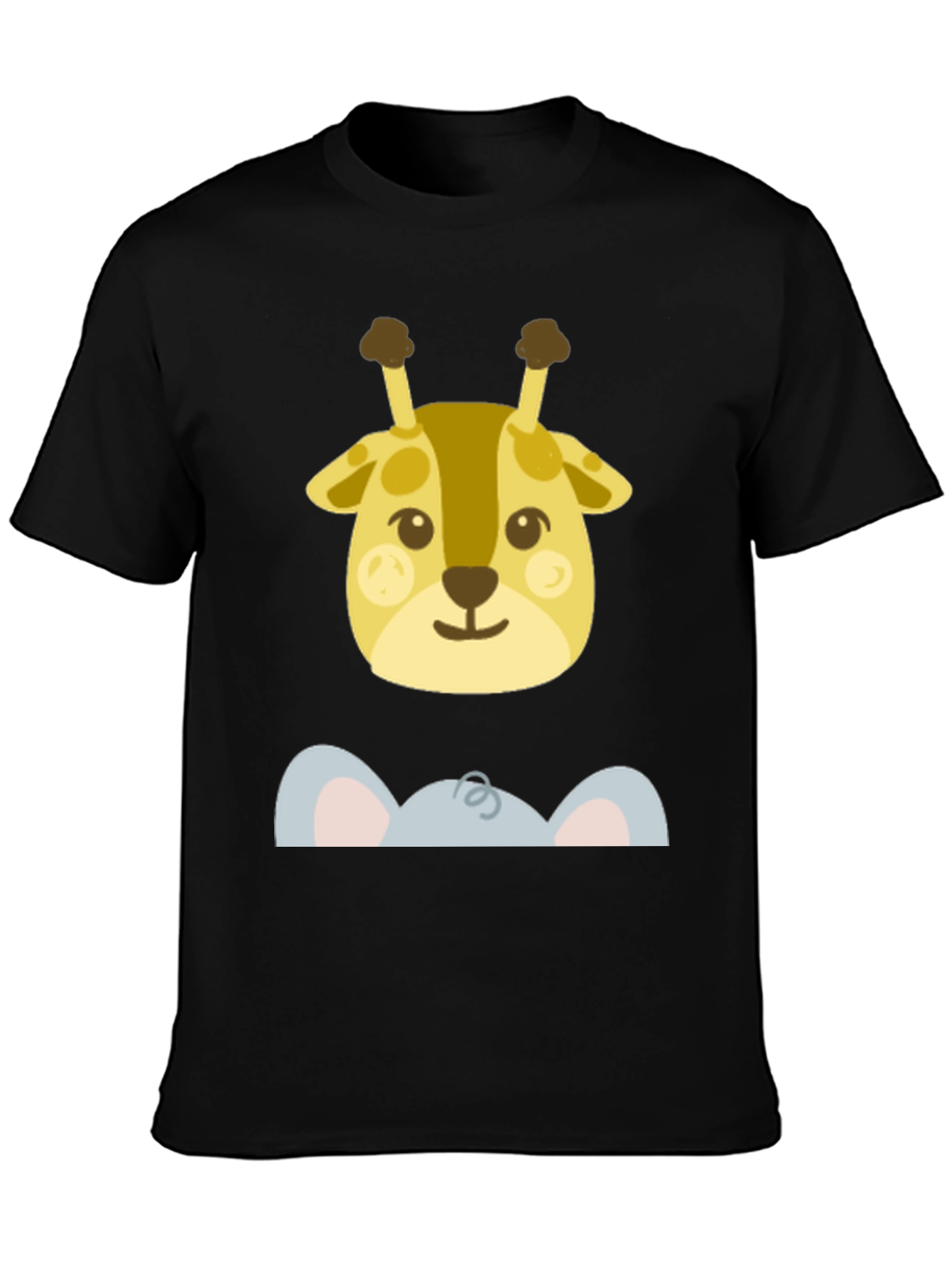 Cute Giraffe & Elephant Peek-A-Boo Graphic T-Shirt