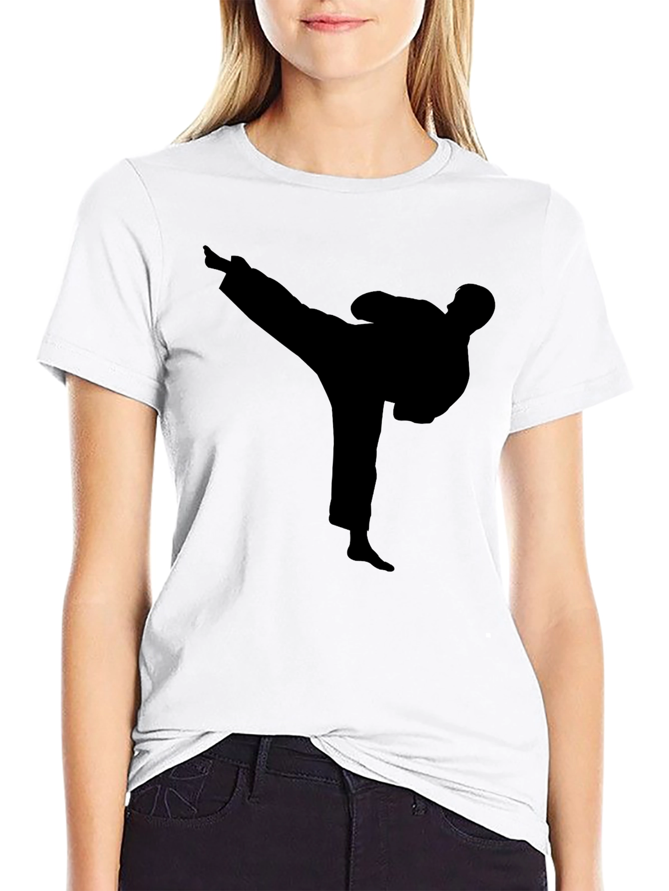 Karate Kick Silhouette Black T-Shirt