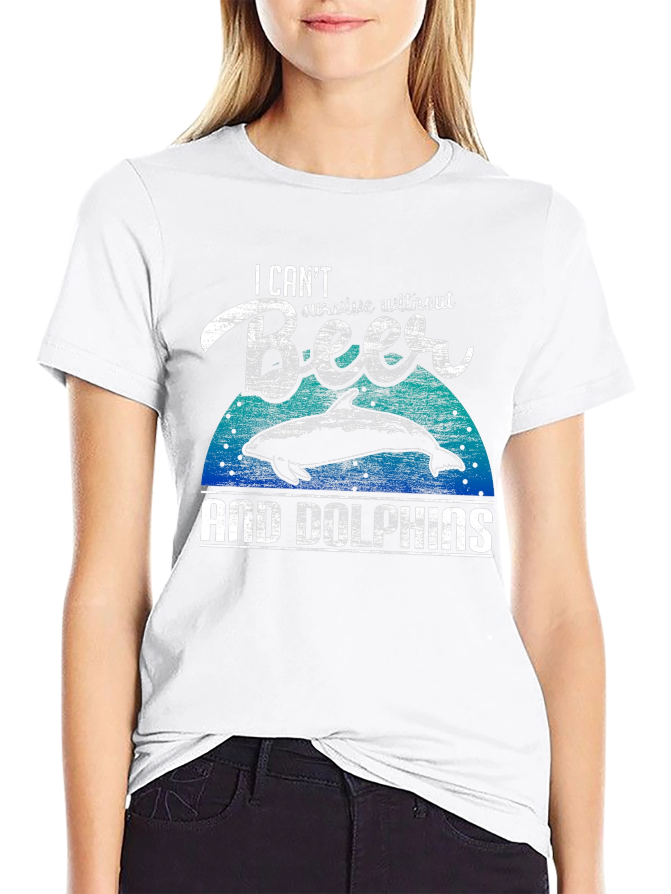 Beer & Dolphins Graphic Tee - Mens Black T-Shirt