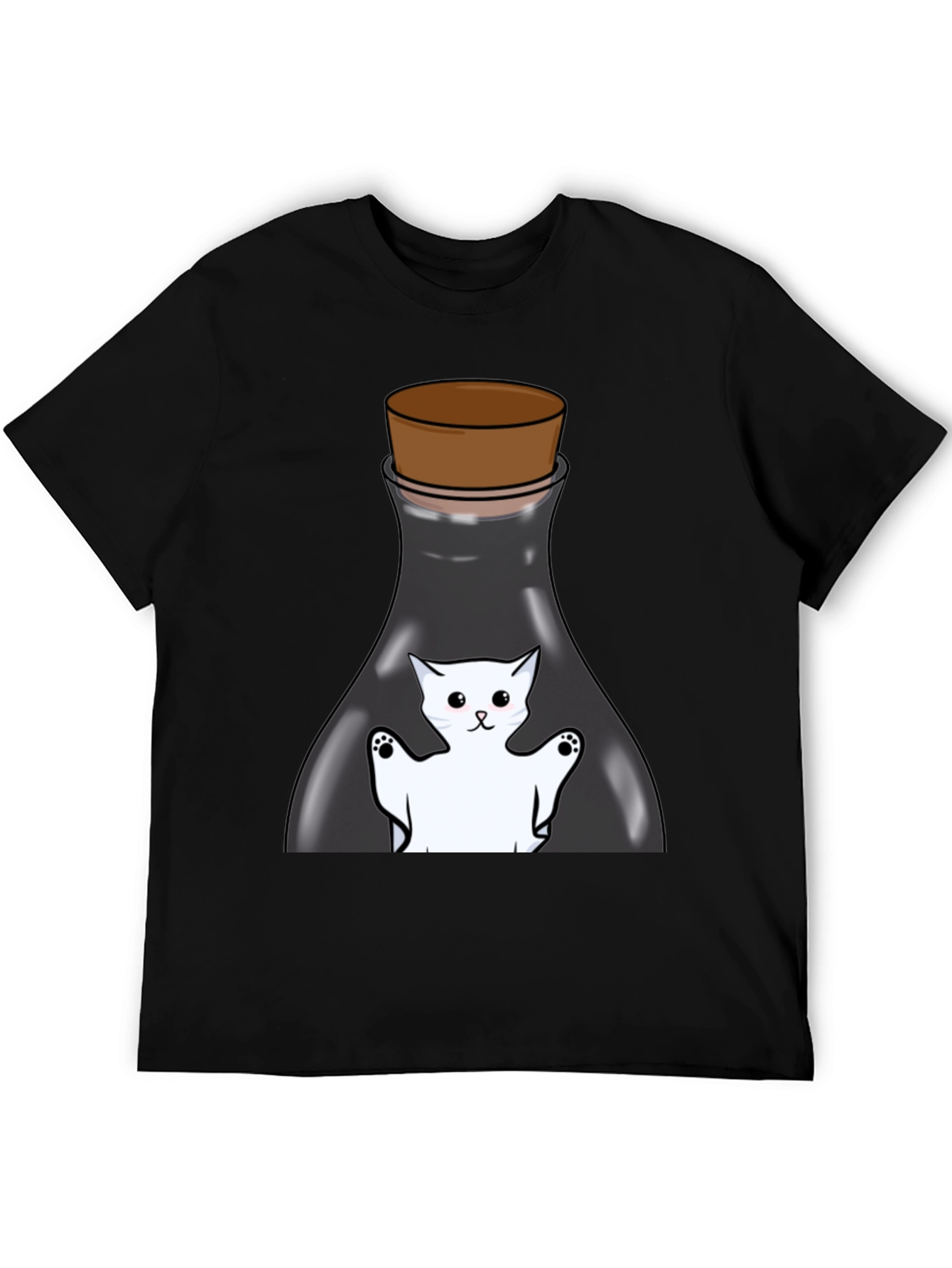 Cat in a Bottle Black T-Shirt