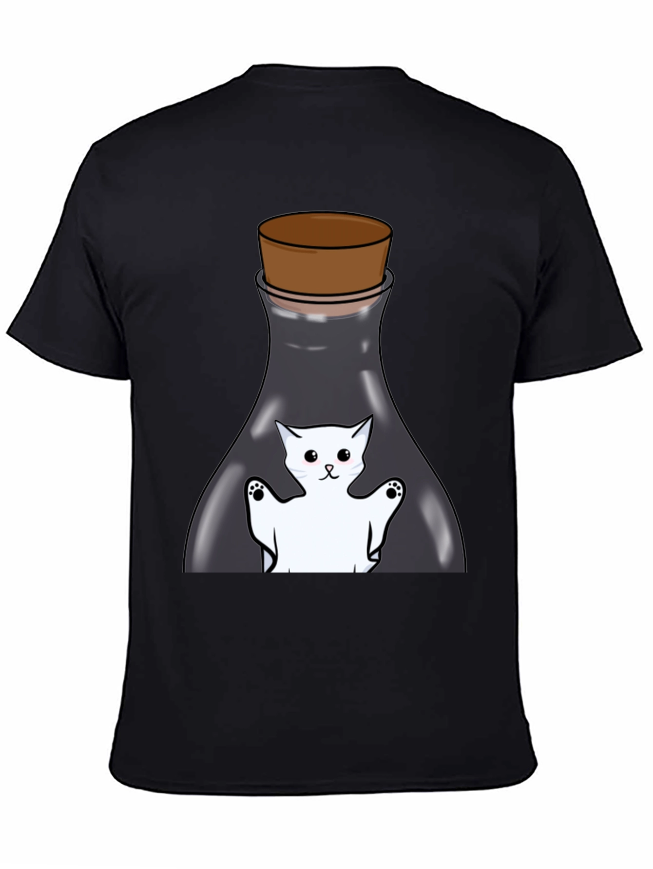 Cat in a Bottle Black T-Shirt