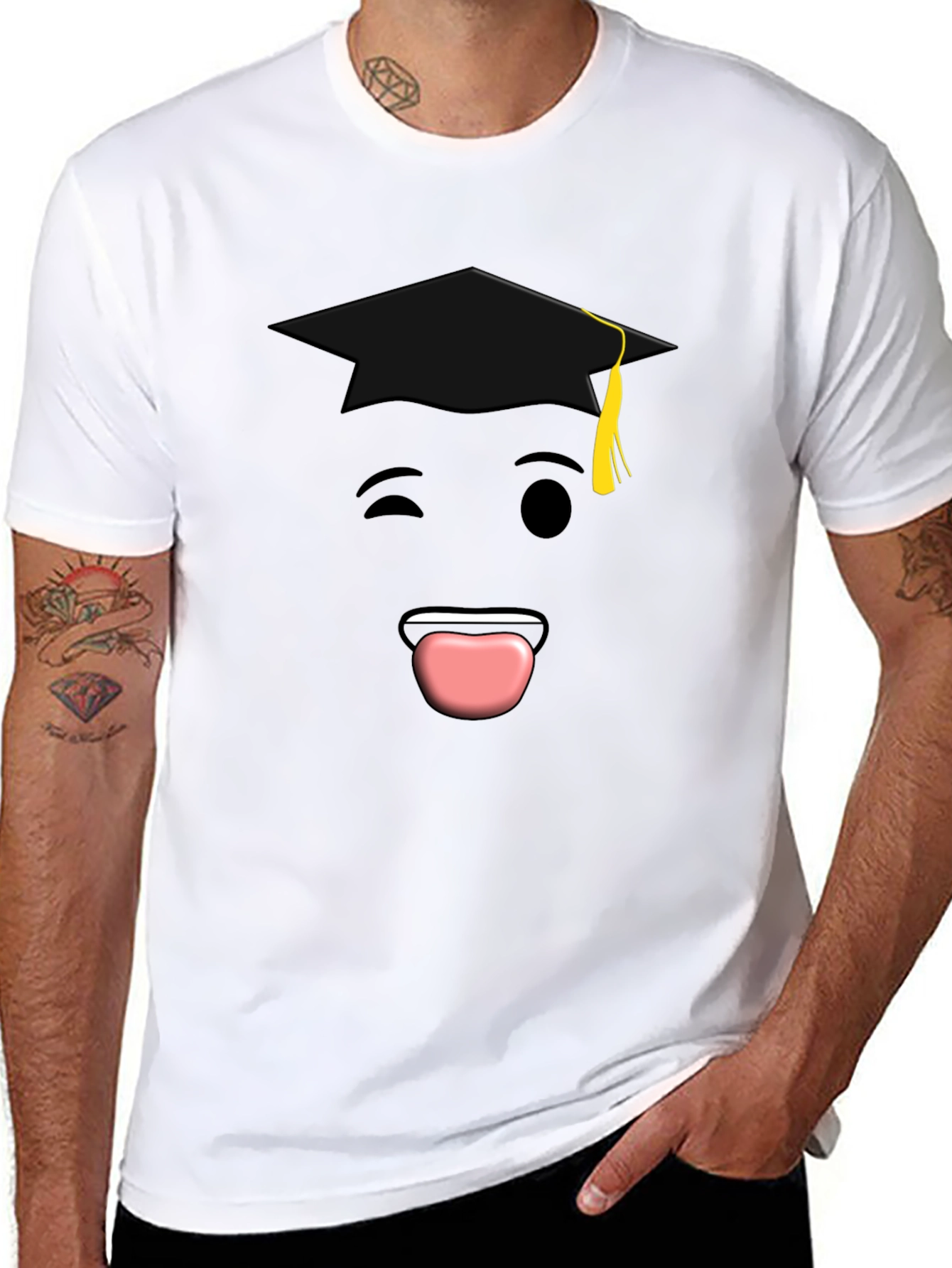 Graduation Emoji T-Shirt - Black Cotton Tee
