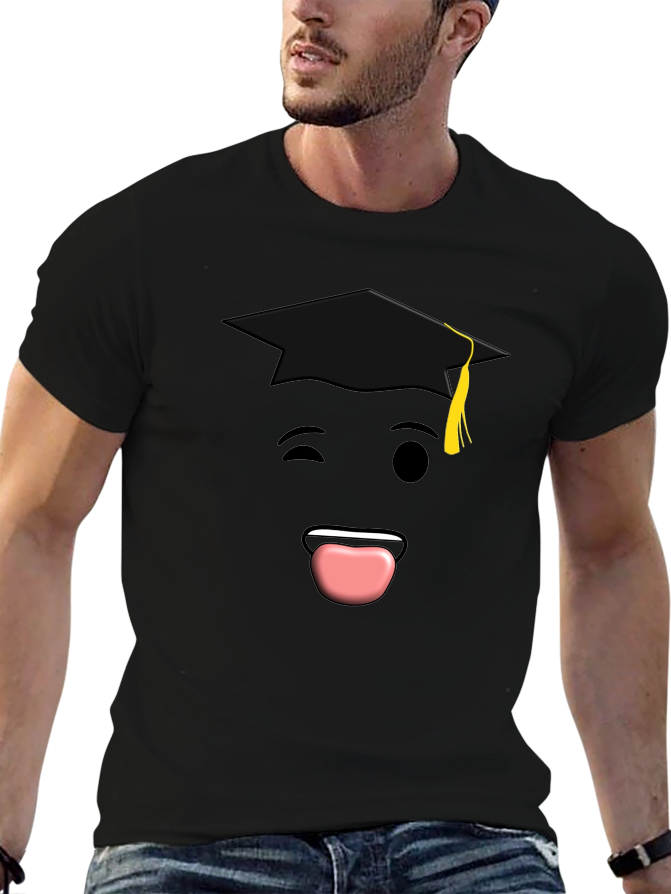 Graduation Emoji T-Shirt - Black Cotton Tee