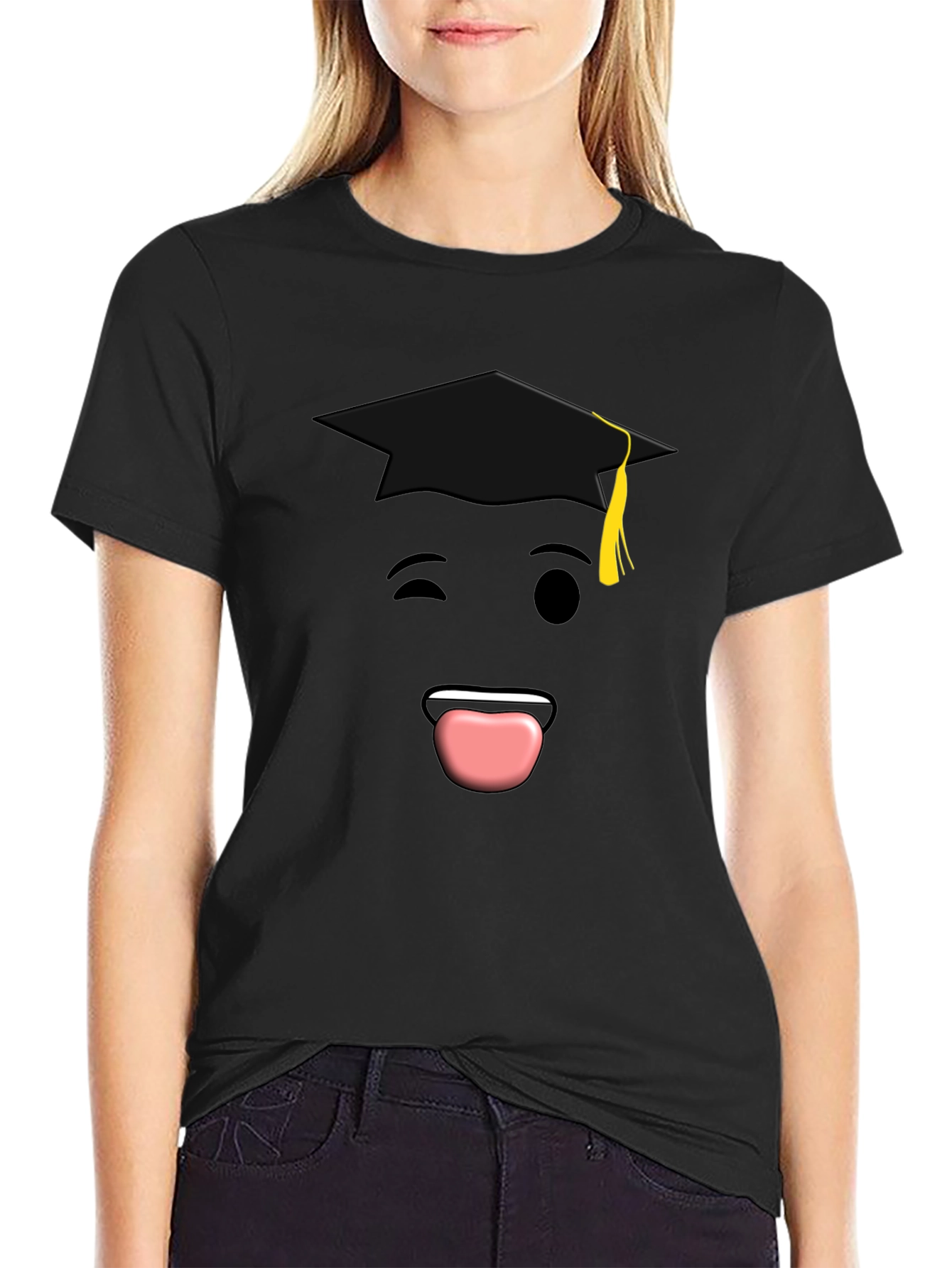 Graduation Emoji T-Shirt - Black Cotton Tee