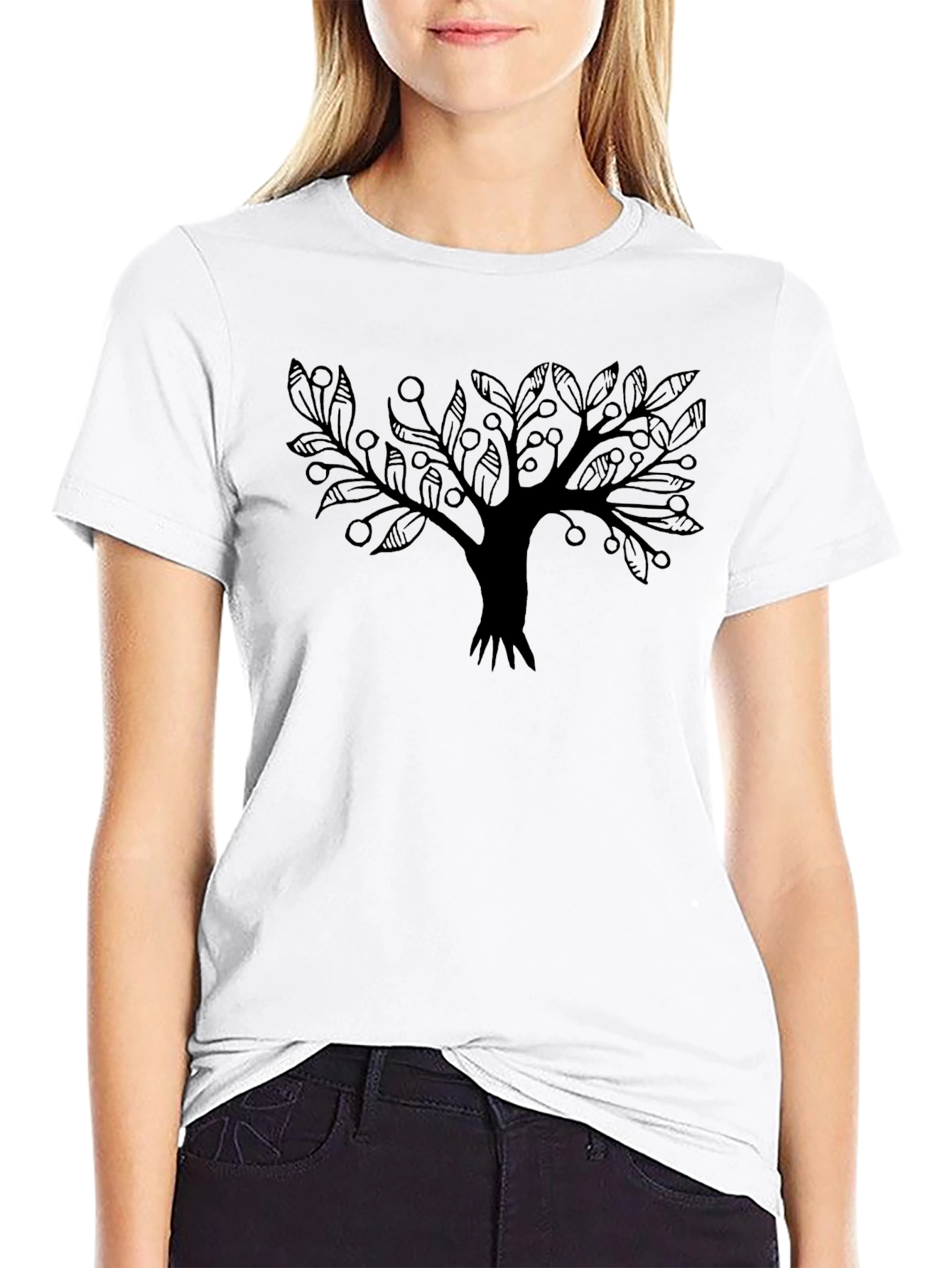 Abstract Tree Graphic Black T-Shirt