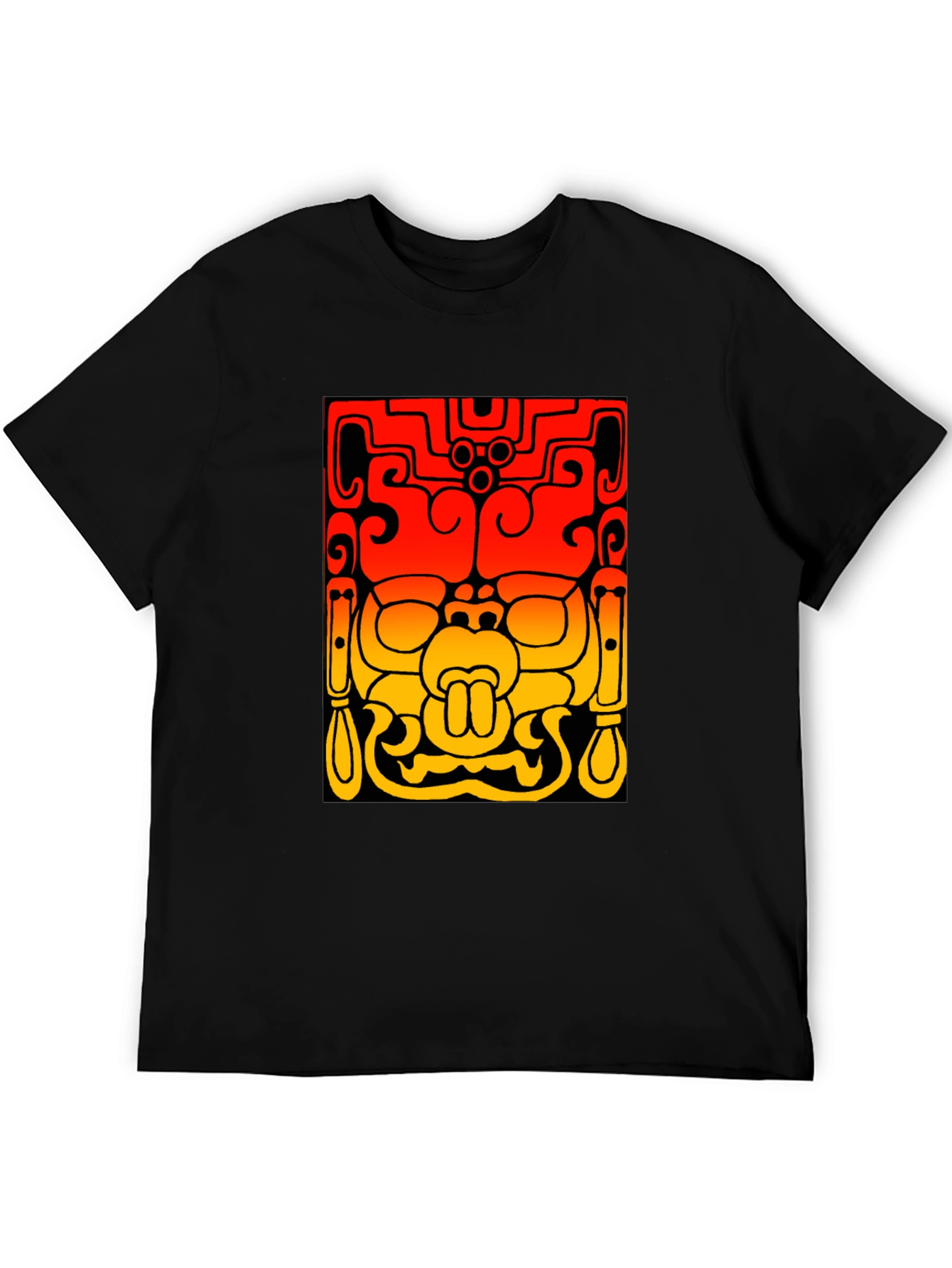 Mayan Mask Graphic Tee - Stylish Black T-Shirt