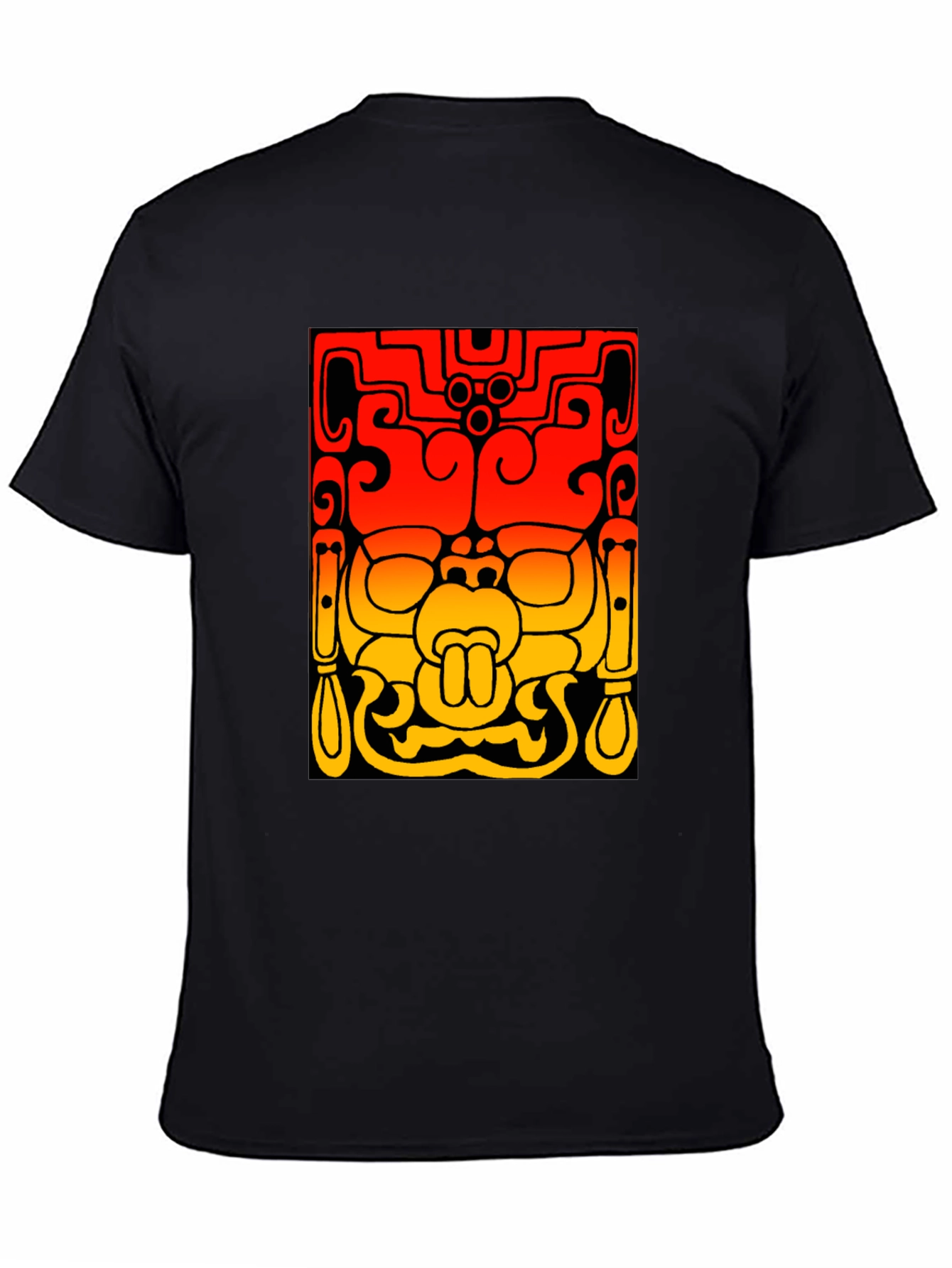 Mayan Mask Graphic Tee - Stylish Black T-Shirt
