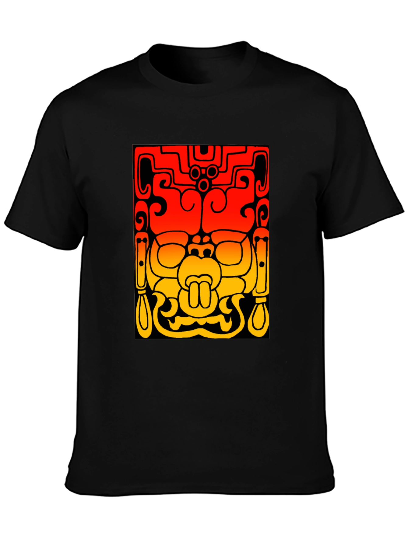 Mayan Mask Graphic Tee - Stylish Black T-Shirt