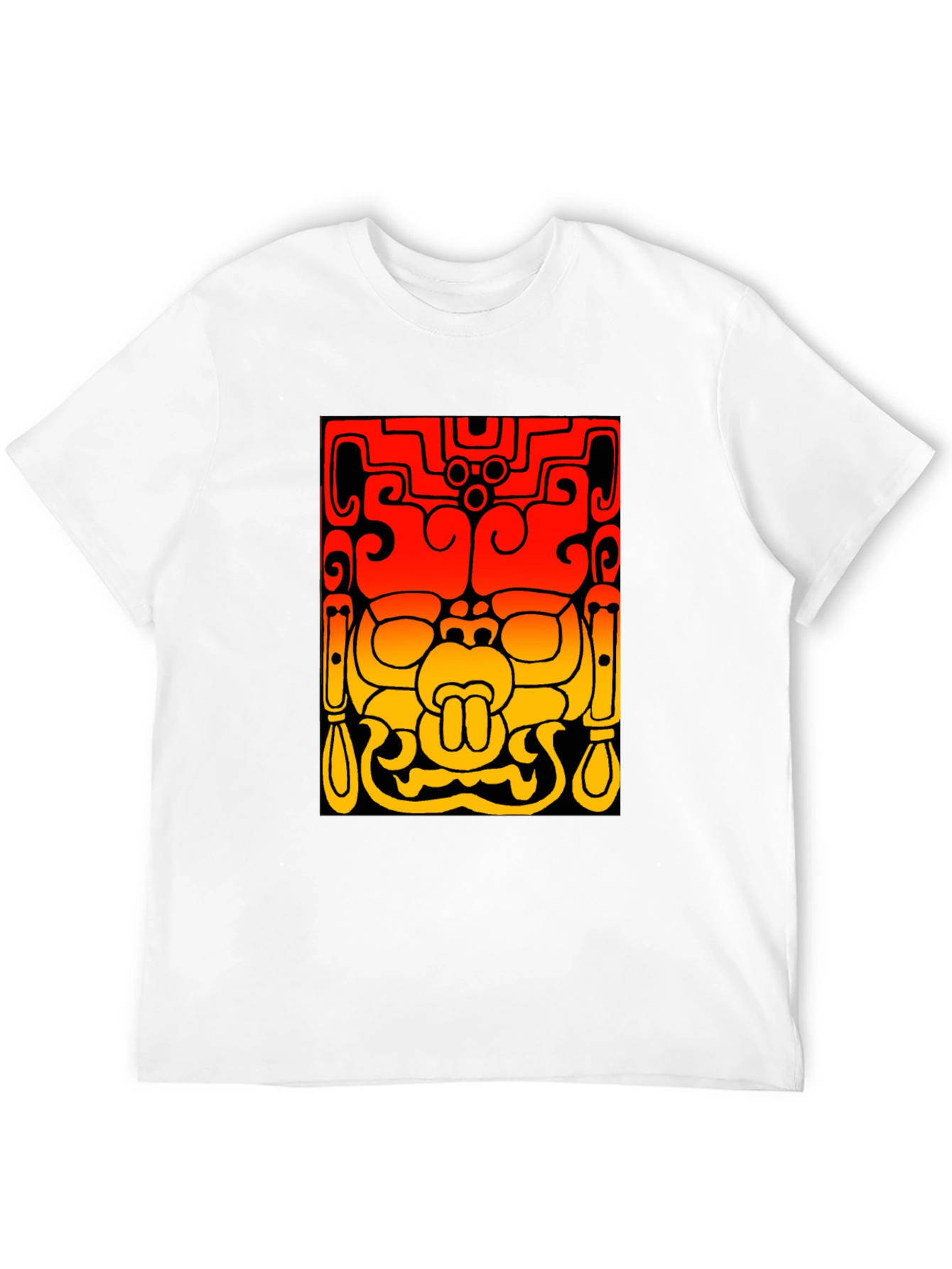 Mayan Mask Graphic Tee - Stylish Black T-Shirt