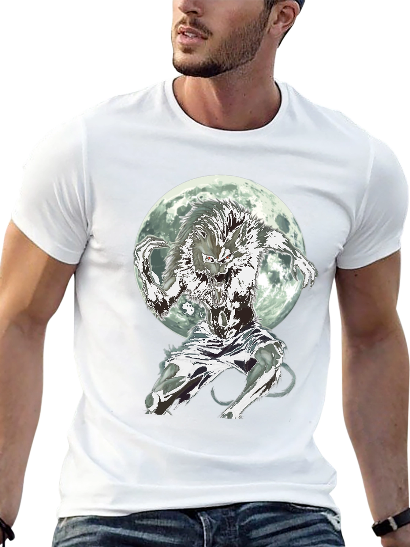 Werewolf Moon Graphic Tee - Black Cotton