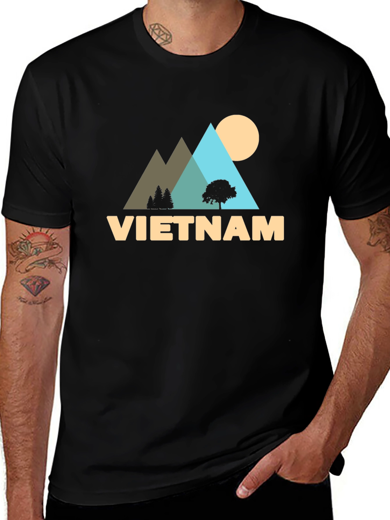 Vietnam Landscape Graphic Black T-Shirt