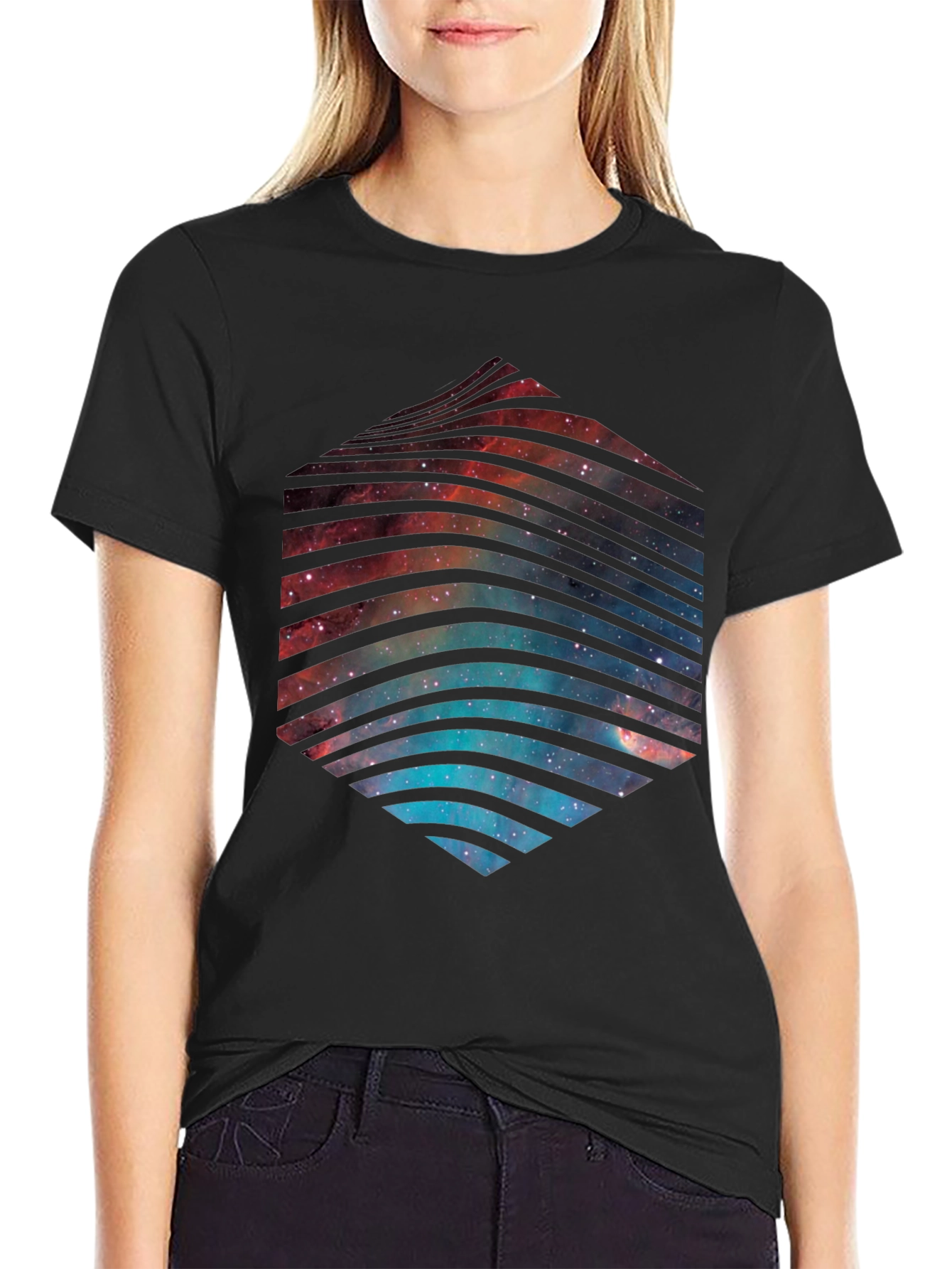 Cosmic Hex T-Shirt - Galaxy Space Design