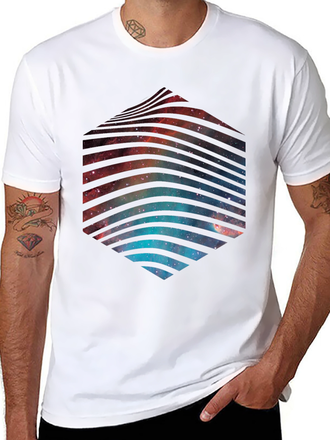 Cosmic Hex T-Shirt - Galaxy Space Design