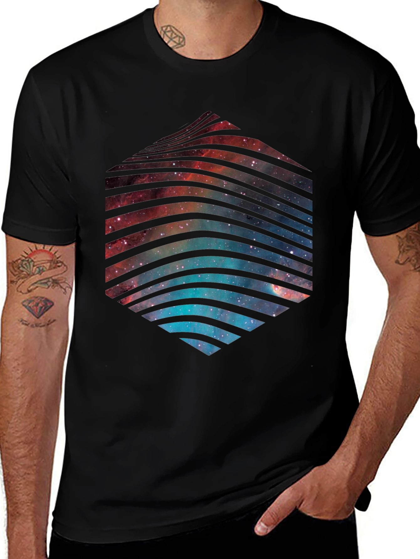 Cosmic Hex T-Shirt - Galaxy Space Design